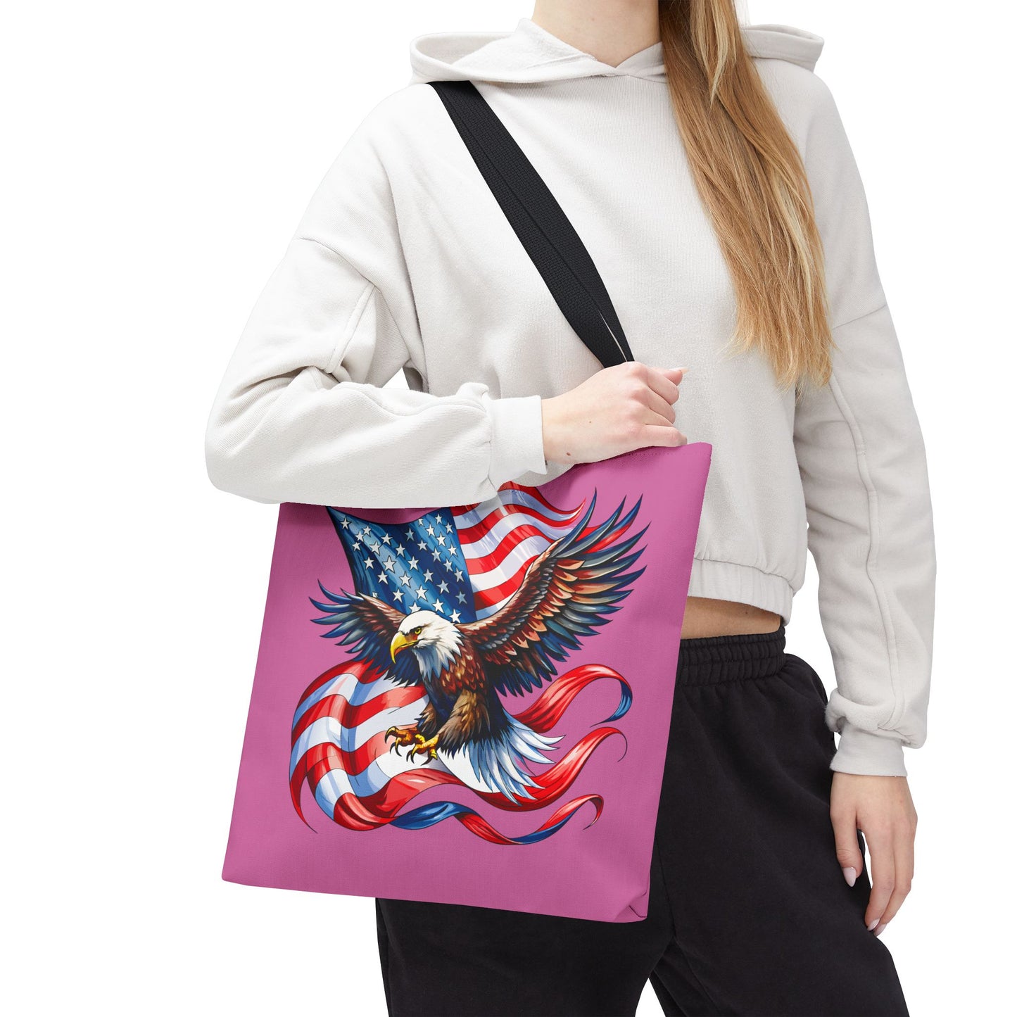 Princess Grace Patriotic Eagle Tote Bag American Flag Design for Independence Day and Everyday Use