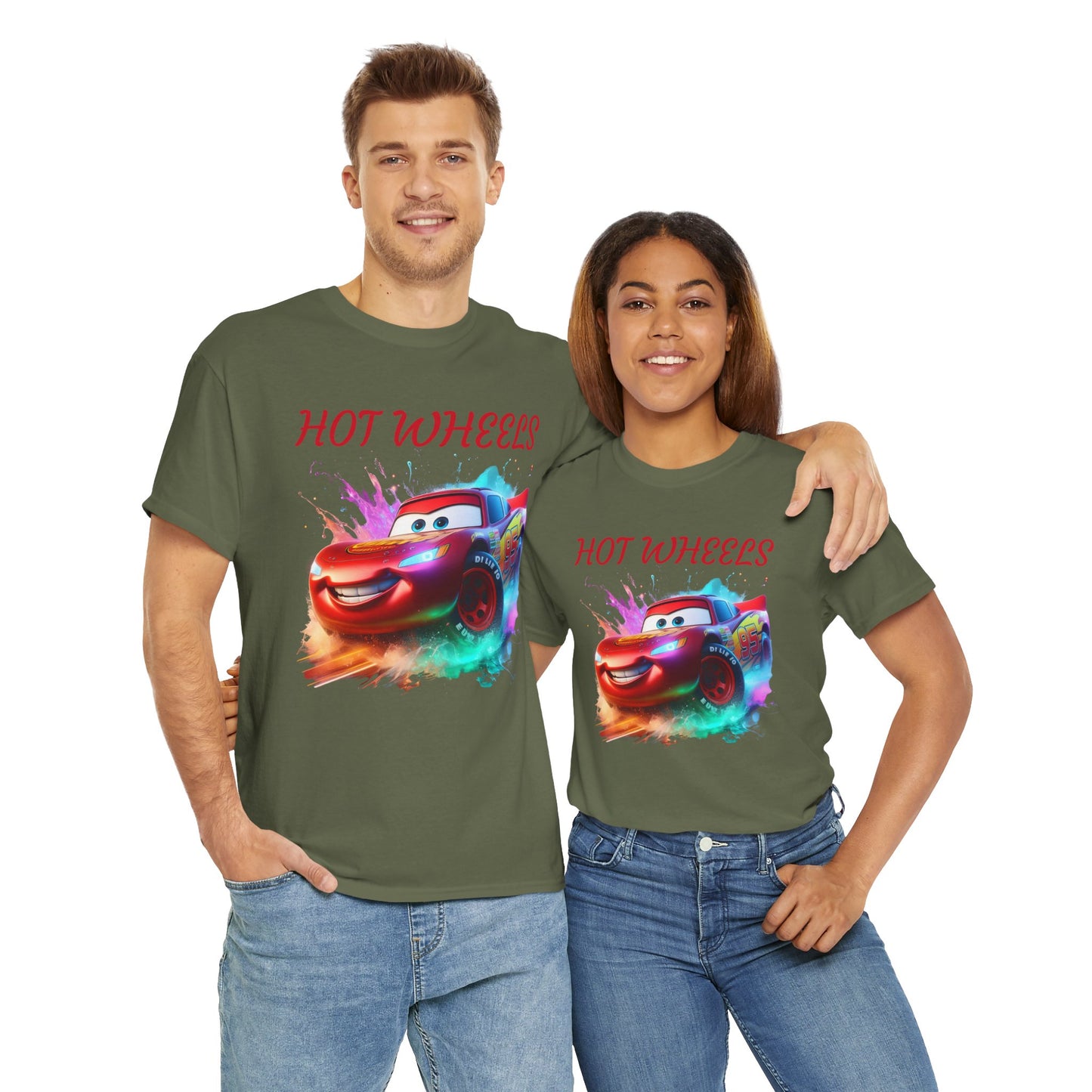 Princess Grace Hot Wheels Unisex Heavy Cotton Tee Fun Car Graphic T-Shirt for Kids and Adults