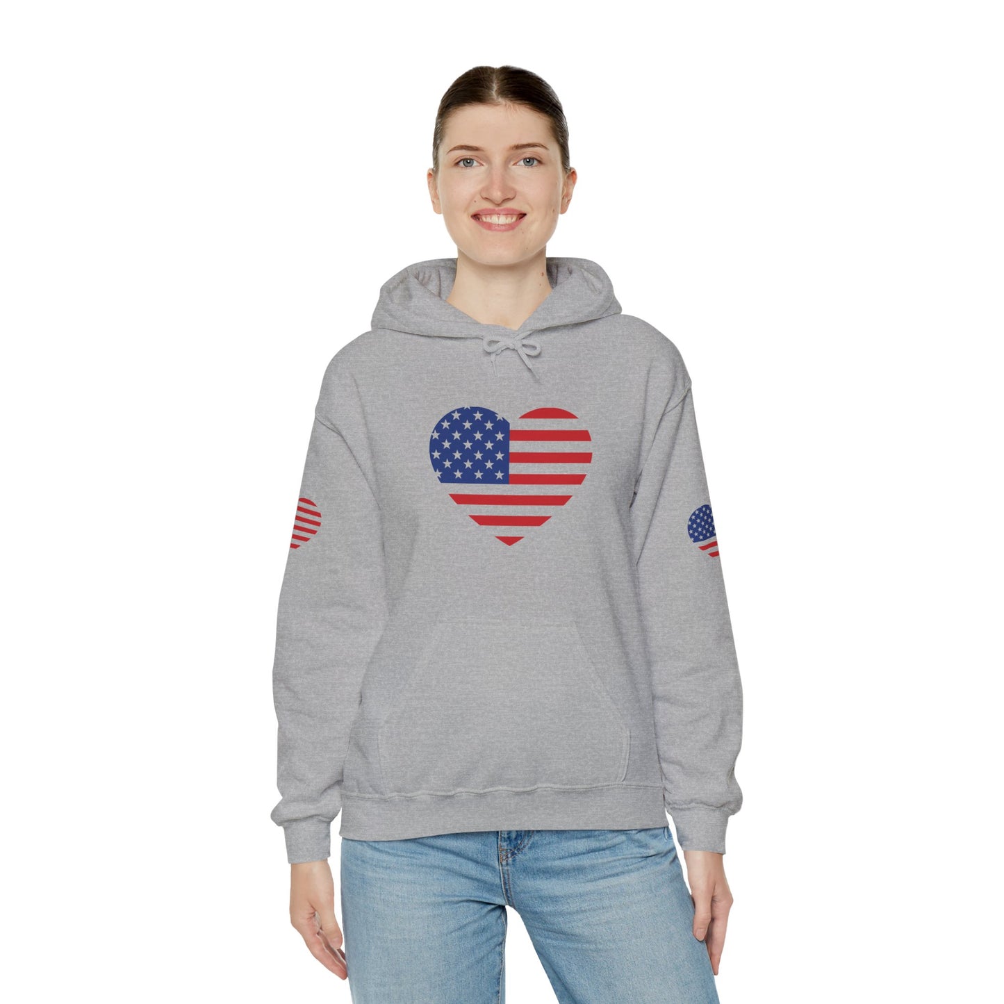 Princess Grace Patriotic Heart Design Unisex Hoodie Perfect for Holidays and Celebrations