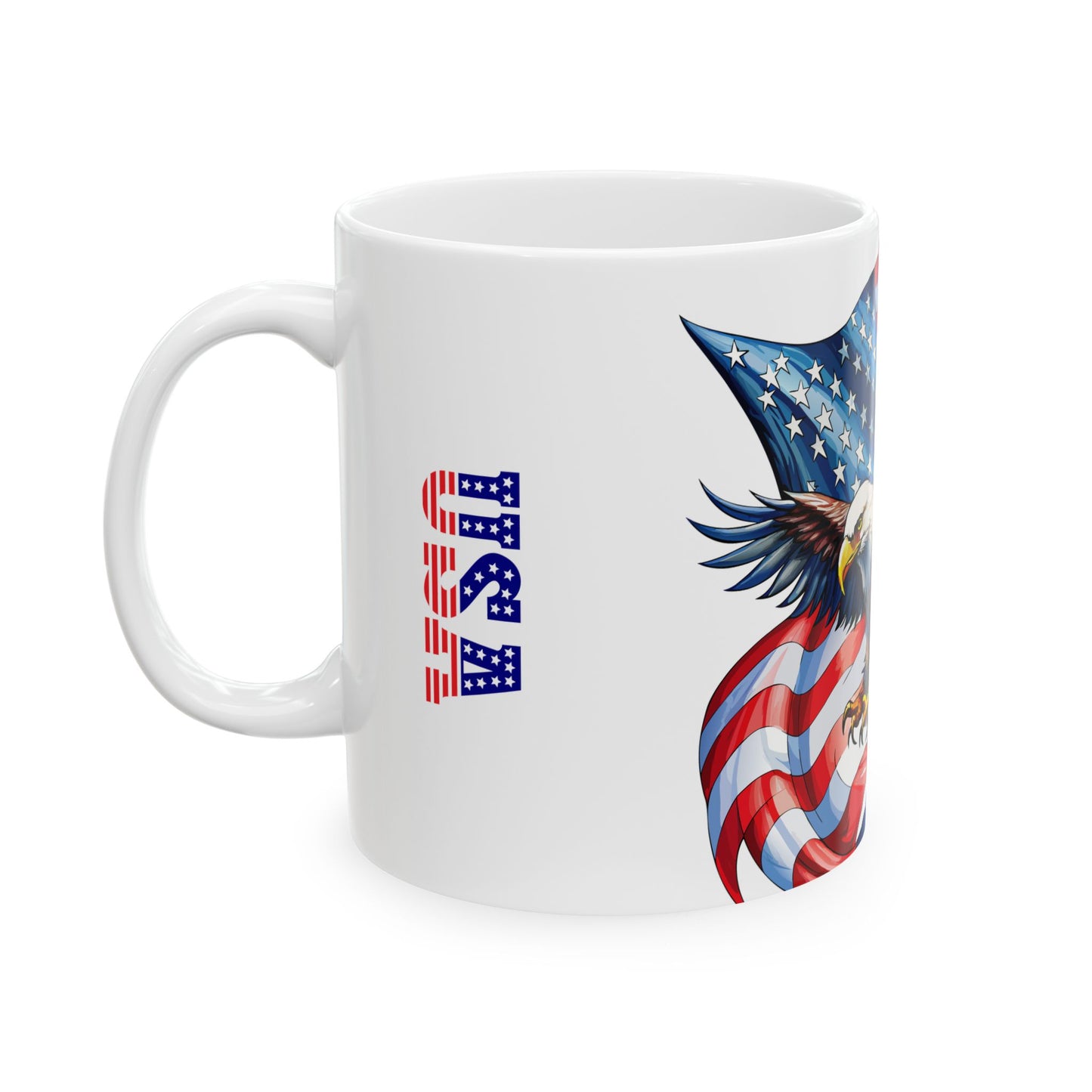 Princess Grace Patriotic Eagle Ceramic Mug 11oz & 15oz, Perfect for Independence Day