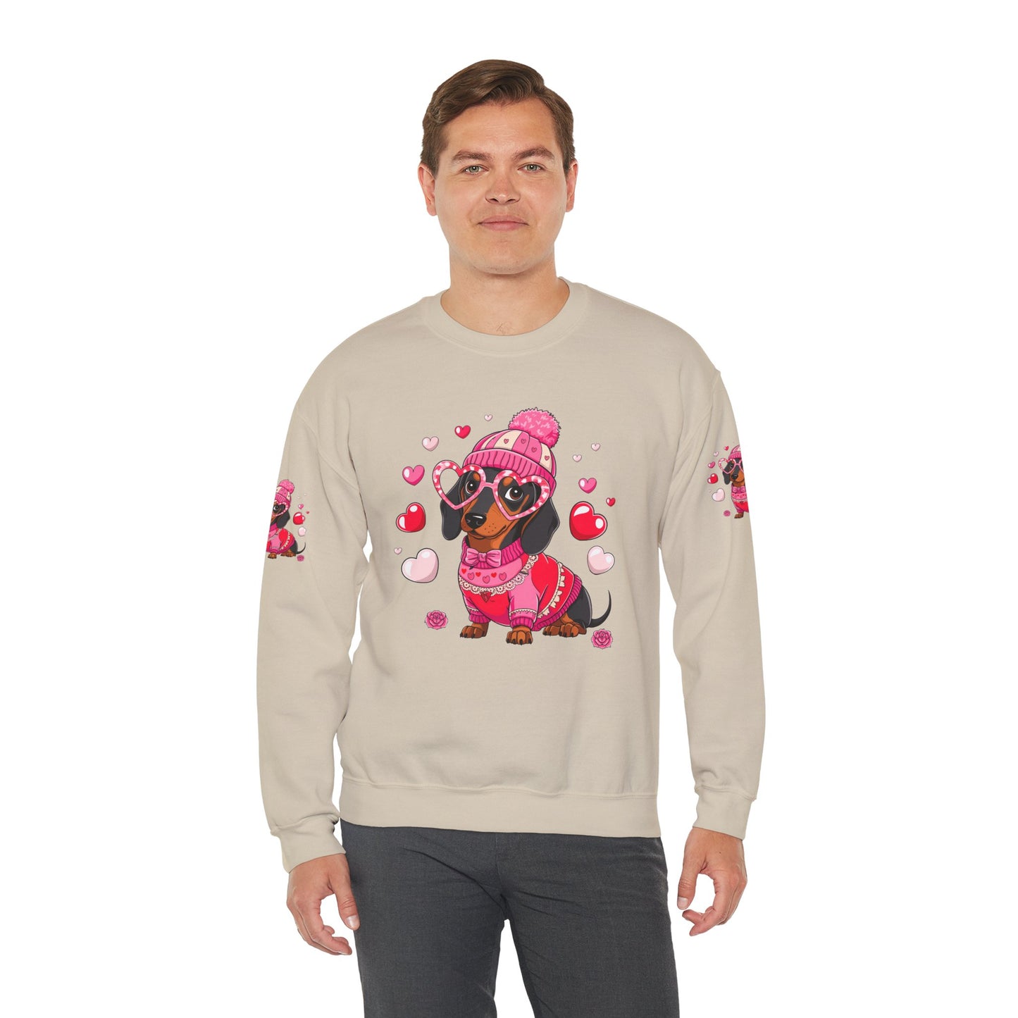 Princess Grace Cute Dachshund Love Sweatshirt Cozy Unisex Crewneck for Pet Lovers