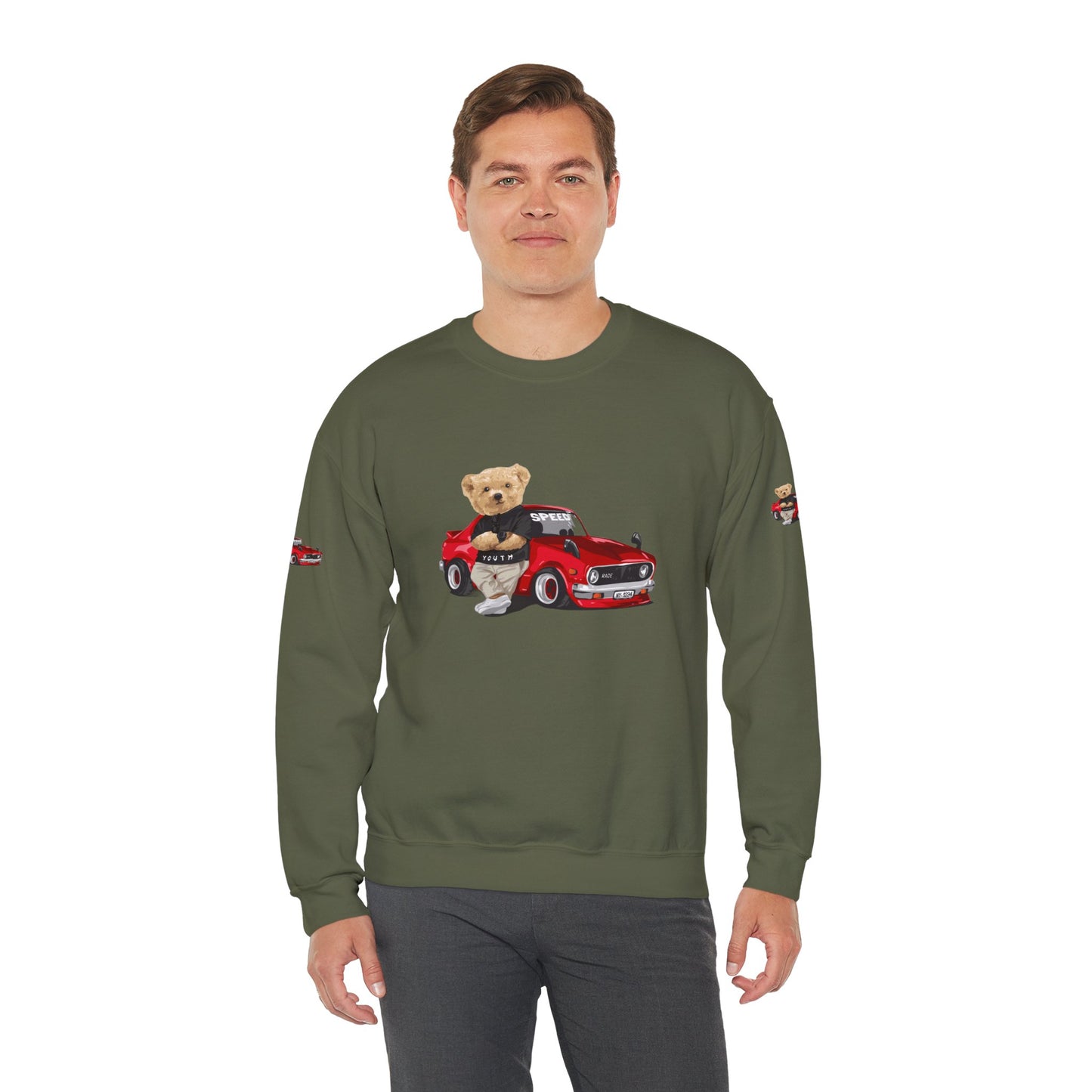 Princess Grace Cute Bear Vintage Car Sweatshirt Unisex Heavy Blend Crewneck