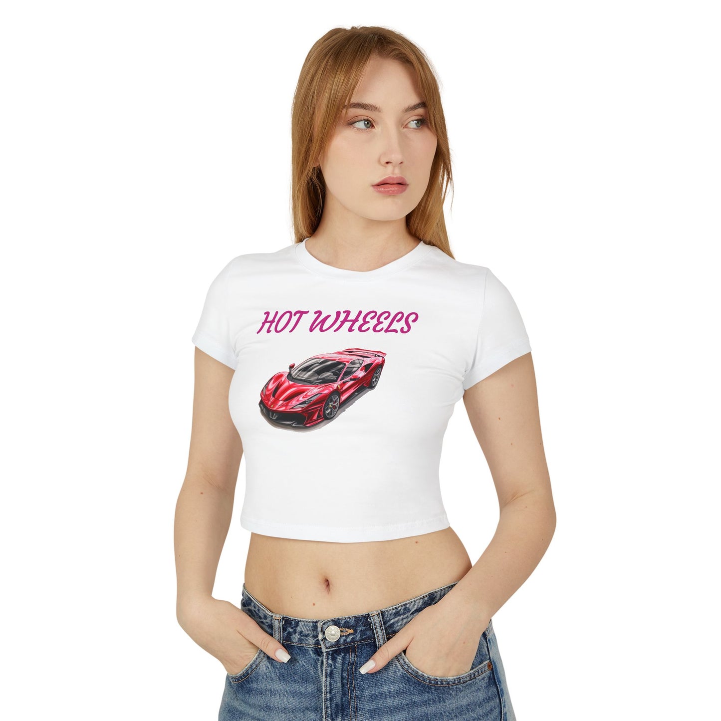 Princess Grace Hot Wheels Women's Baby Tee - Stylish Car Graphic T-Shirt