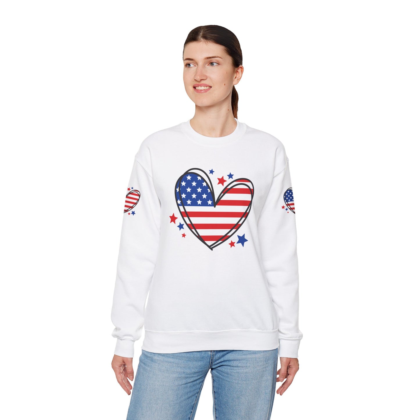 Princess Grace Patriotic Heart Crewneck Sweatshirt