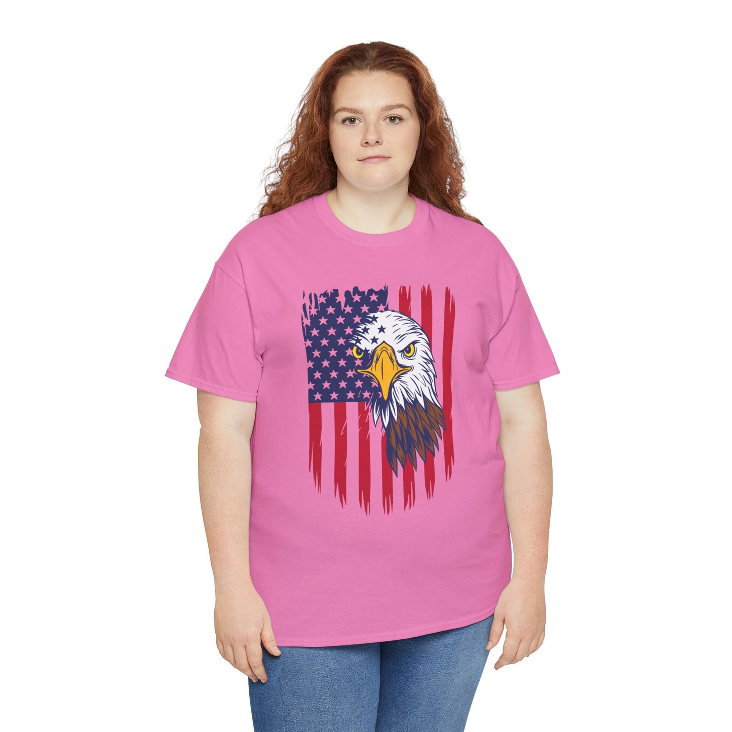 Princess Grace Eagle & American Flag Unisex Heavy Cotton Tee Patriotic Apparel for All Occasions