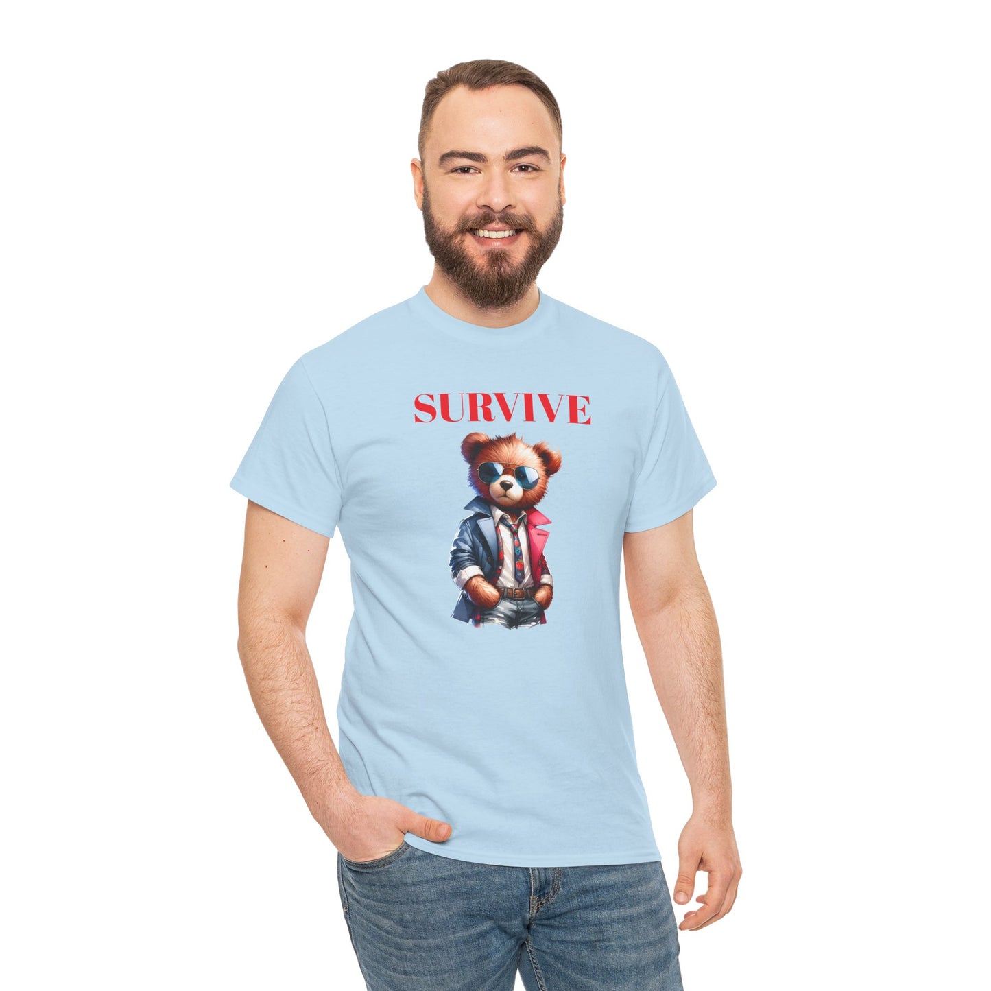 Princess Grace Survive Teddy Bear Unisex Heavy Cotton Tee