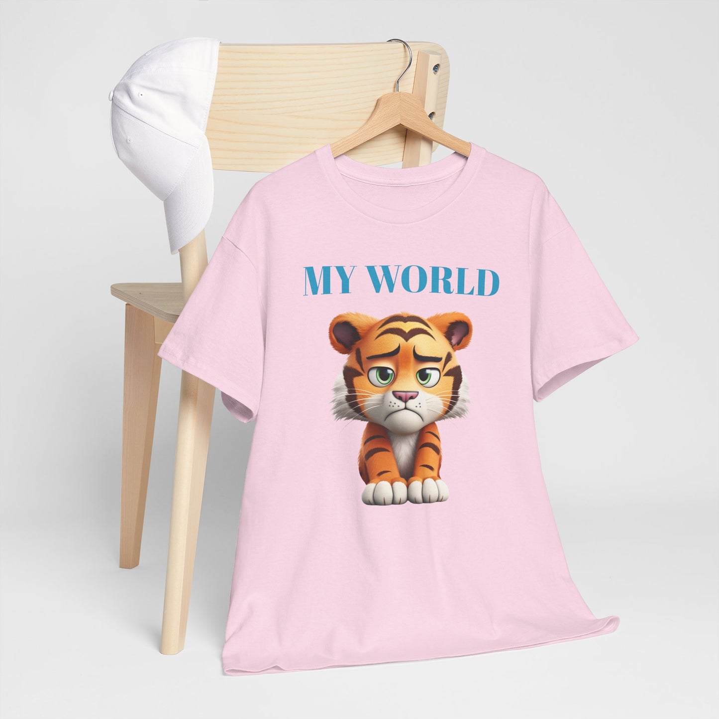 Princess Grace My World Tiger Unisex Heavy Cotton Tee Cute Animal T-Shirt for Kids & Adults