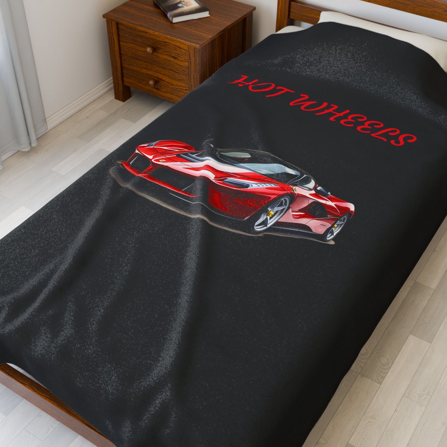 Princess Grace Hot Wheels Velveteen Plush Blanket Cozy Car Themed Throw for Racing Enthusiasts