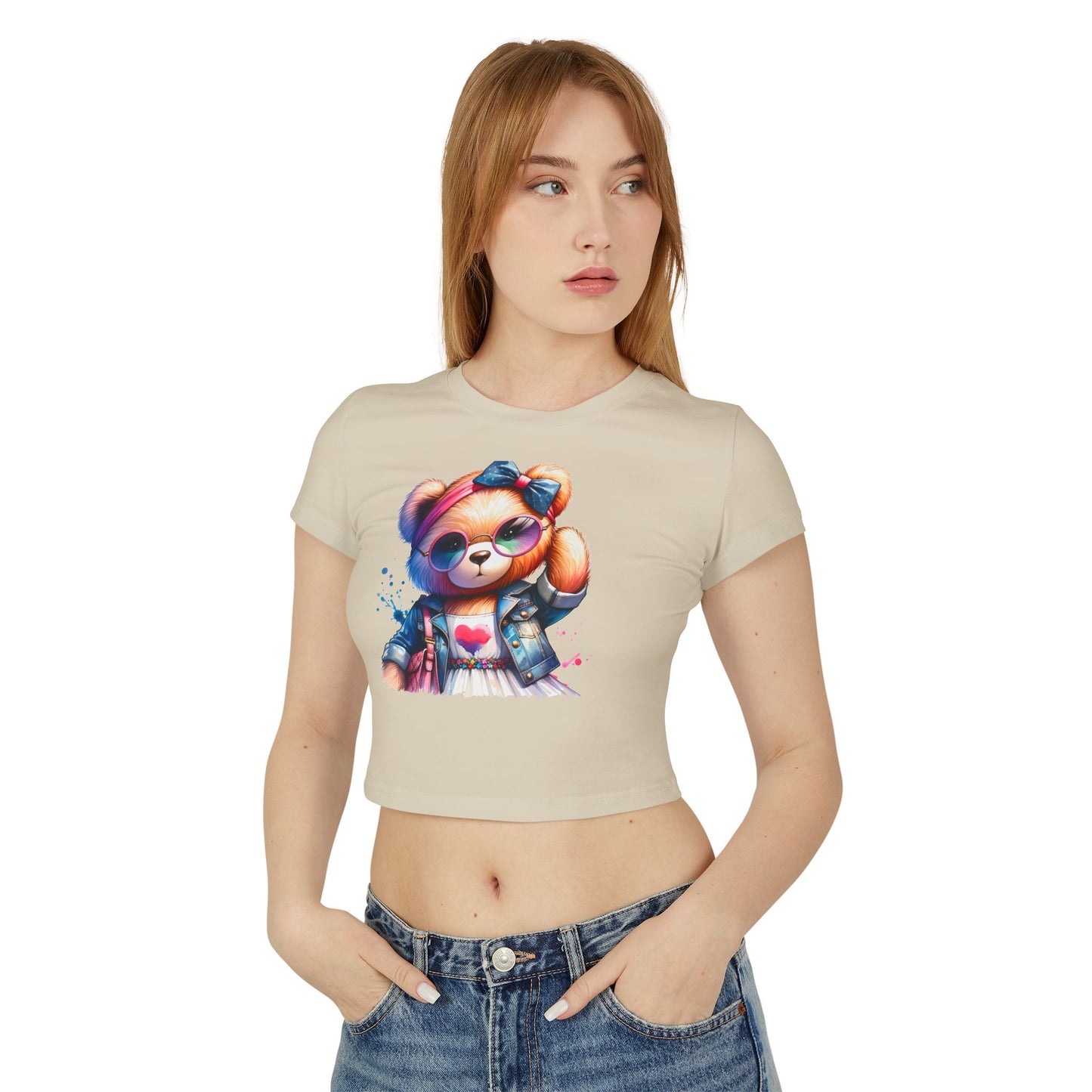 Princess Grace Cute Bear Graphic Baby Tee for Women Fun & Trendy