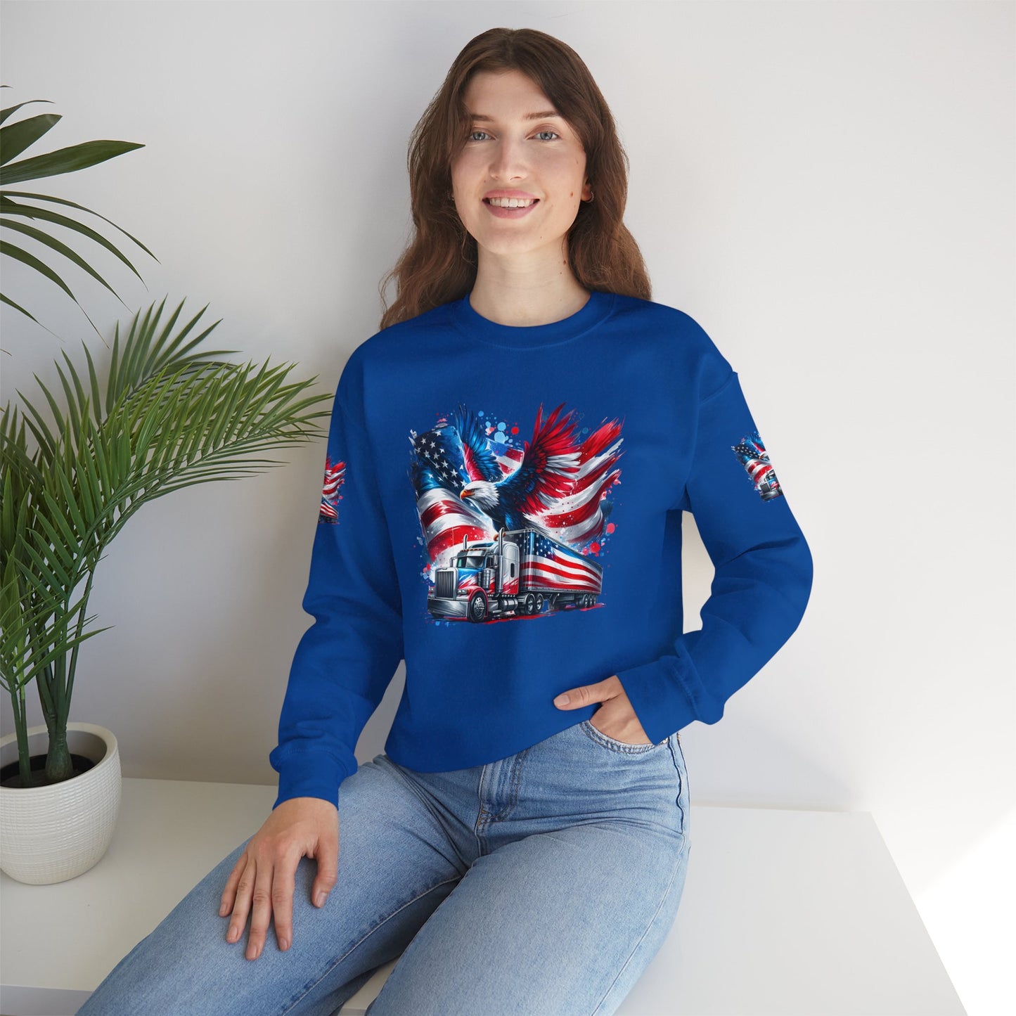Princess Grace Patriotic Eagle Sweatshirt Unisex Heavy Blend Crewneck for Independence Day Veteran's Day & Everyday Comfort