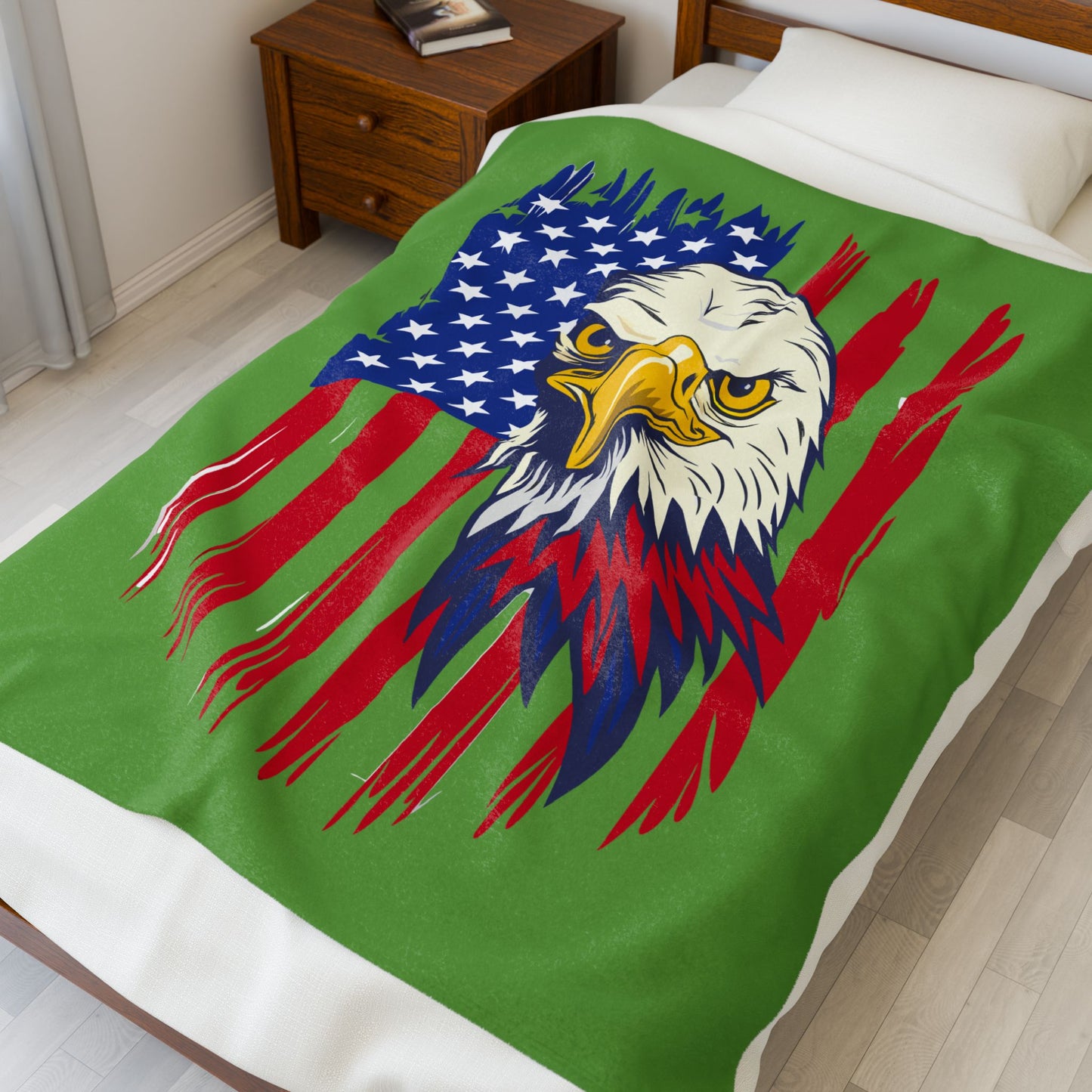 Princess Grace Patriotic Eagle Velveteen Plush Blanket