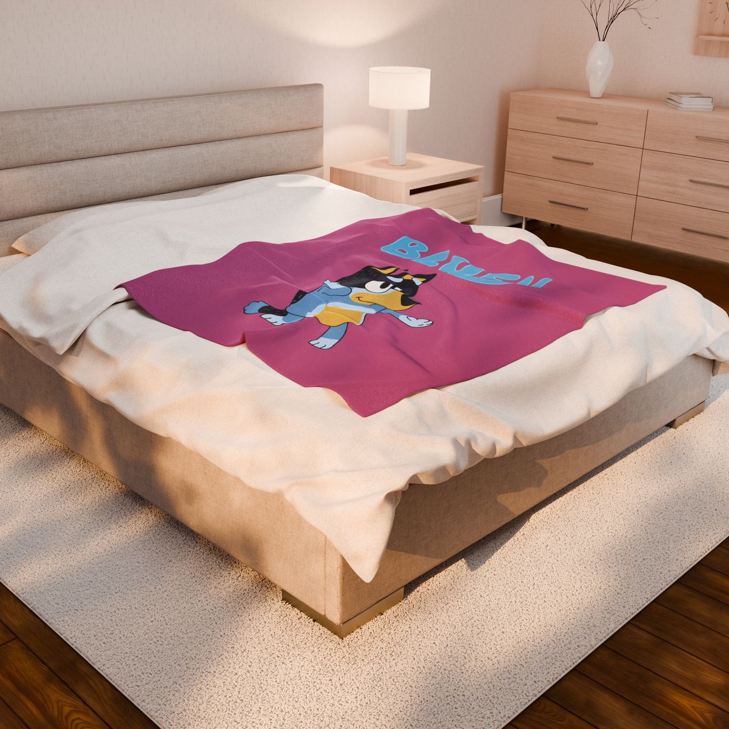 Princess Grace Bluey Velveteen Plush Blanket Cozy Throw for Playtime and Sleepovers