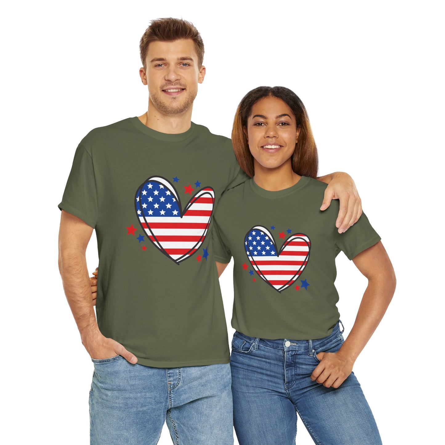 Princess Grace Patriotic Heart Unisex Heavy Cotton Tee USA Love T-Shirt