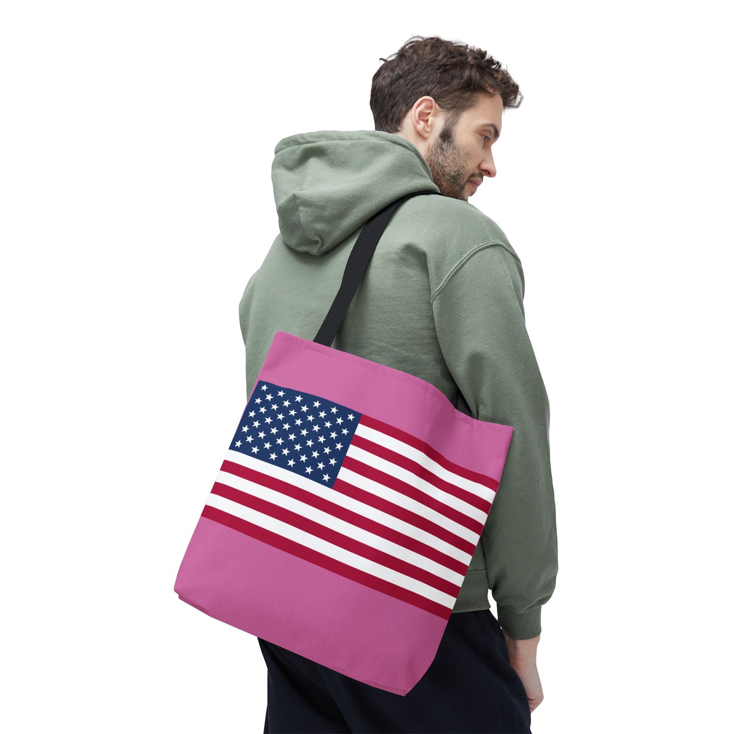 Princess Grace Patriotic Pink Tote Bag with American Flag Design