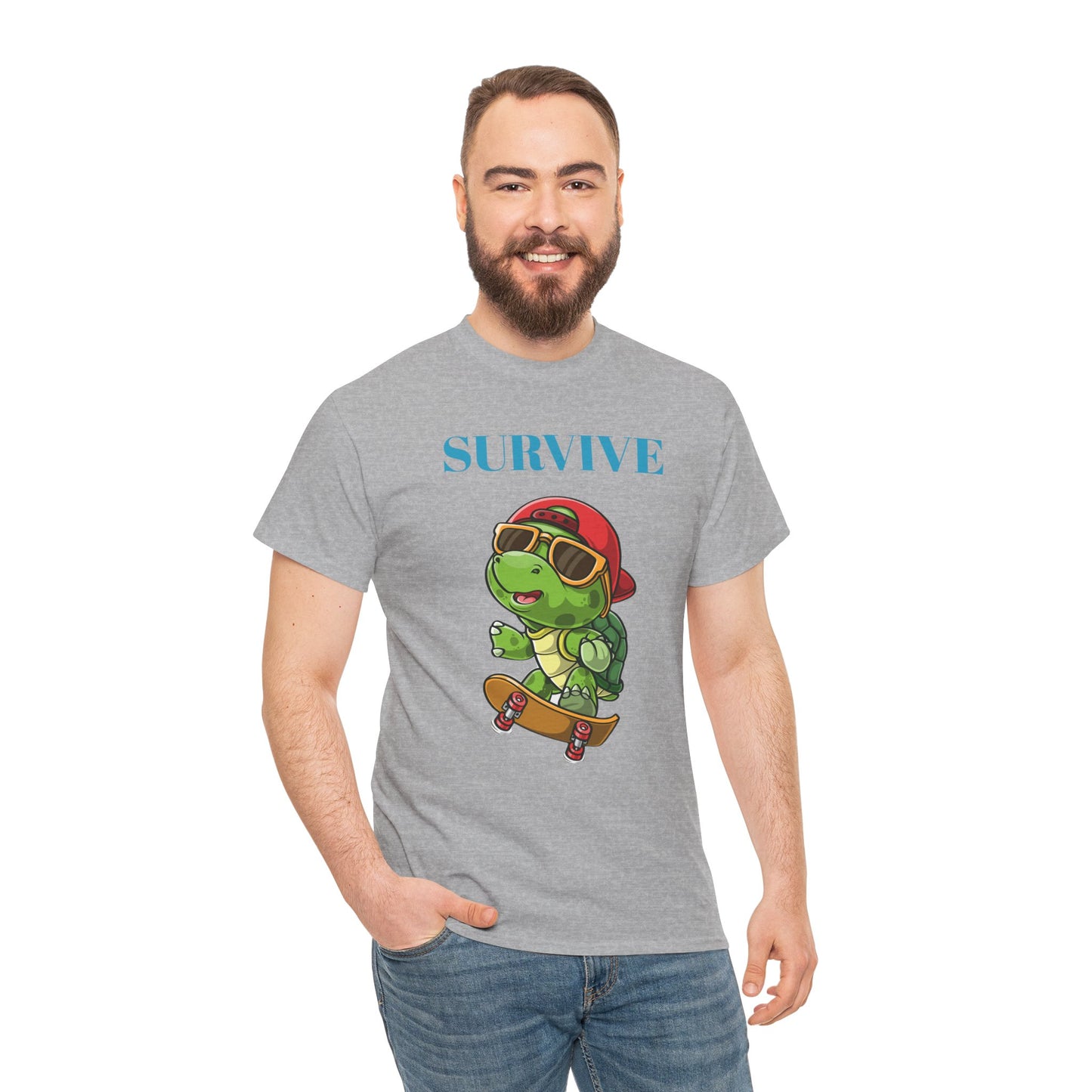 Princess Grace Cool Skateboarding Turtle Tee "Survive" Unisex Cotton T-Shirt for Fun Lovers