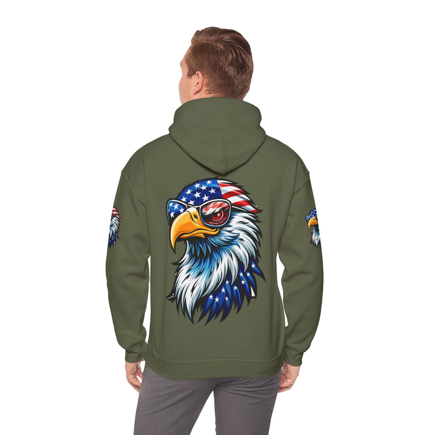 Princess Grace Patriotic Eagle Hoodie Unisex Heavy Blend Sweatshirt with USA Flag Design