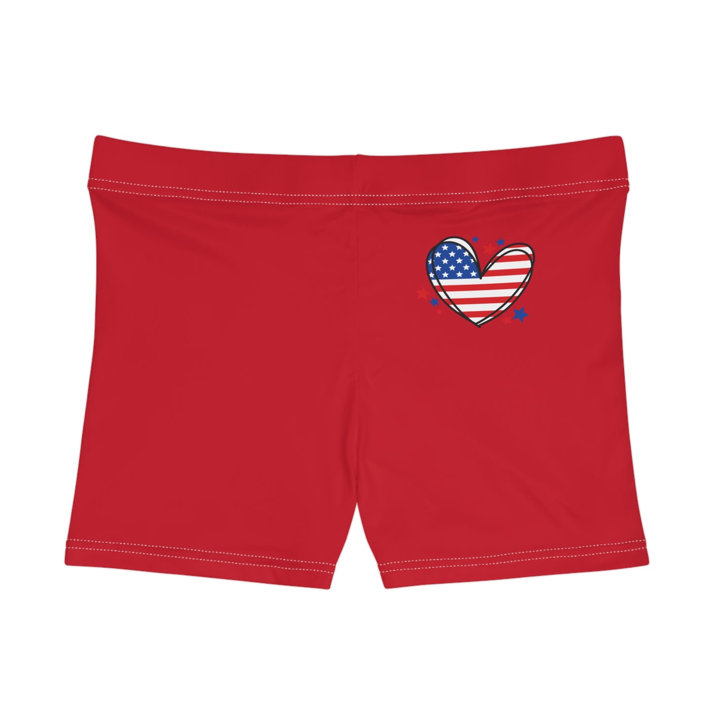 Princess Grace Patriotic Love Women's Shorts Red Star-Patterned Heart Design