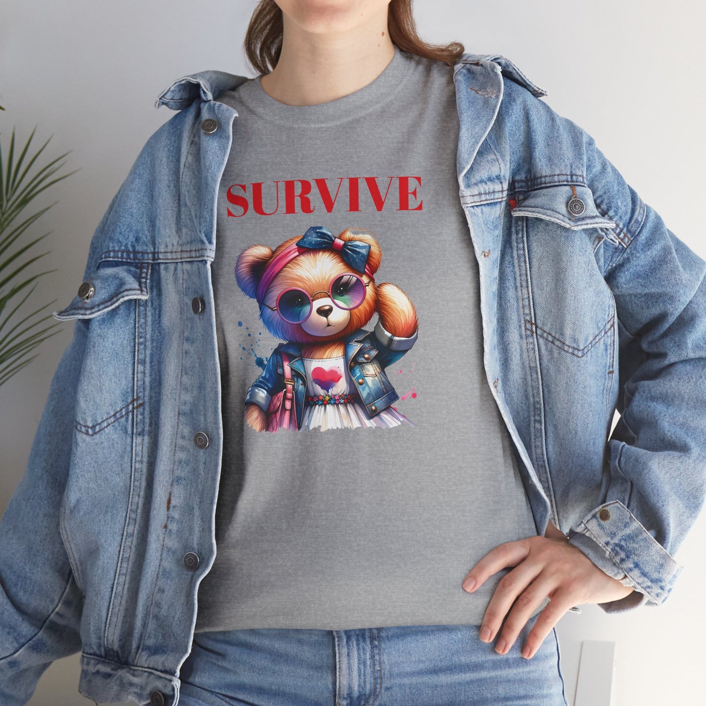 Princess Grace Survive Vibe Unisex Heavy Cotton Tee Fun and Edgy Graphic Tee for Casual Wear