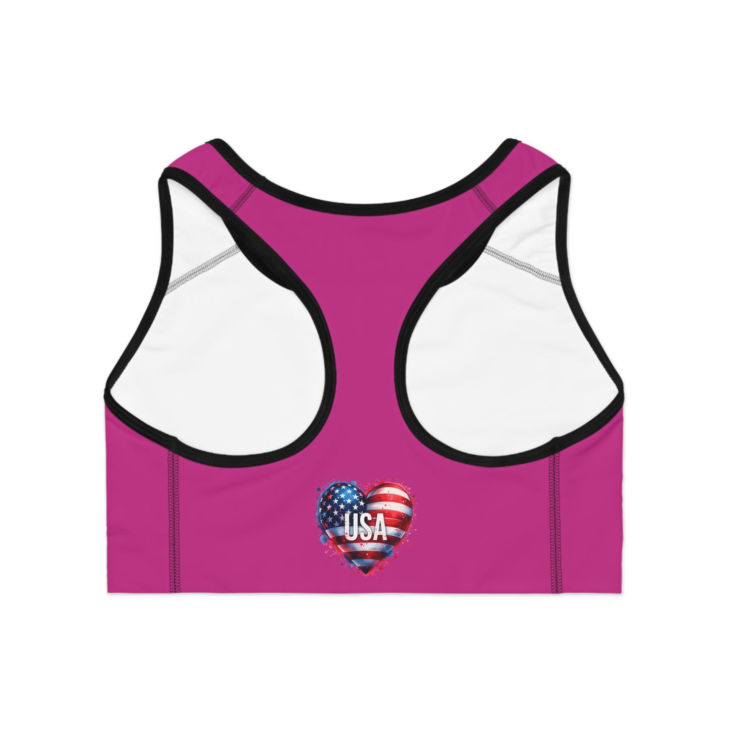 Princess Grace Patriotic USA Heart Sports Bra for Fitness Enthusiasts