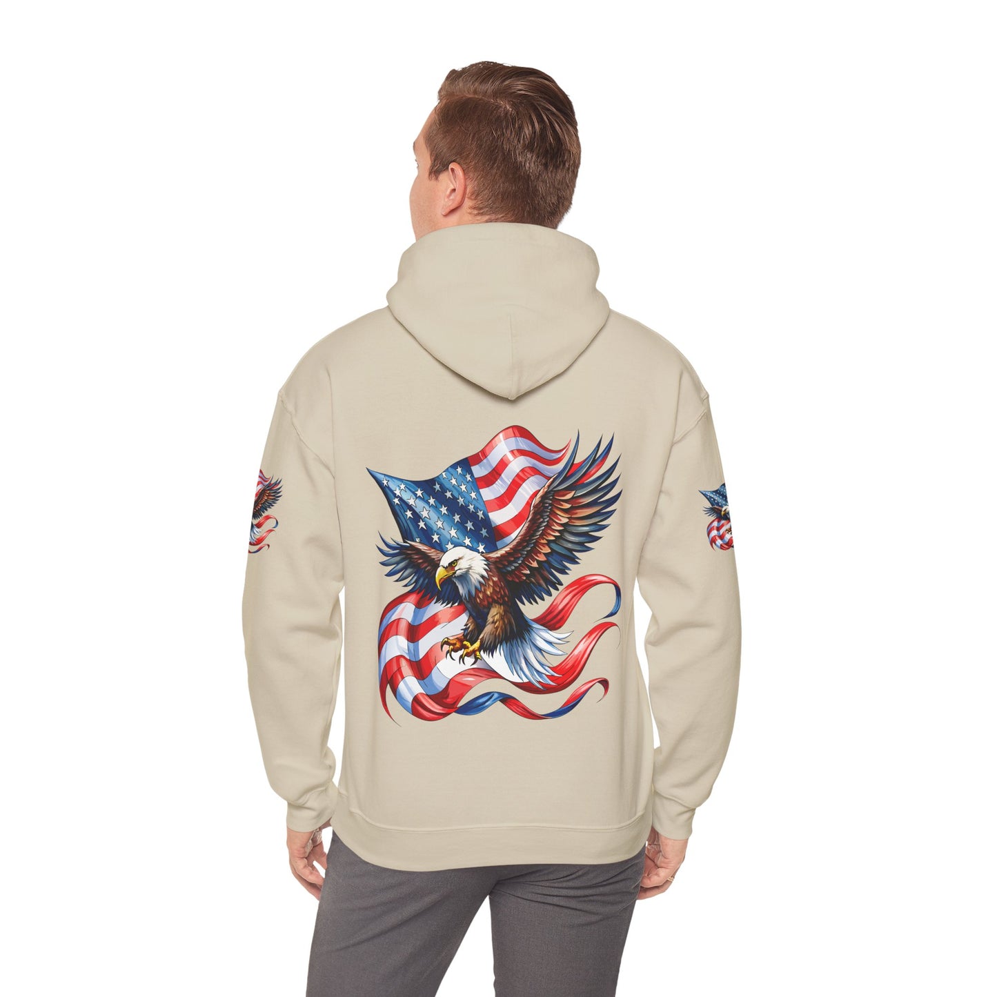 Princess Grace Patriotic Eagle Hoodie Unisex Heavy Blend Sweatshirt with American Flag Design