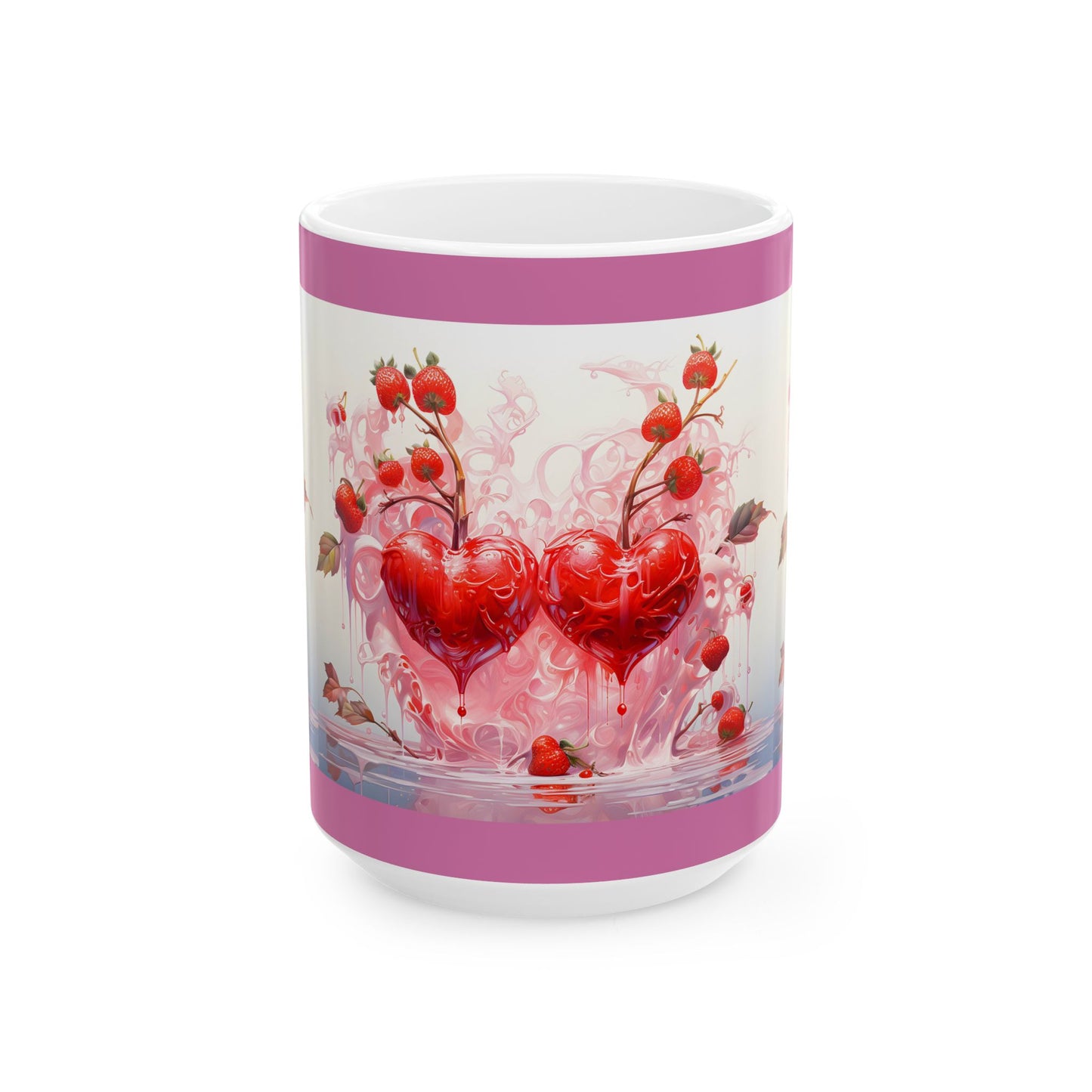 Princess Grace Romantic Strawberry Heart Ceramic Mug Perfect Gift for Valentine's Day