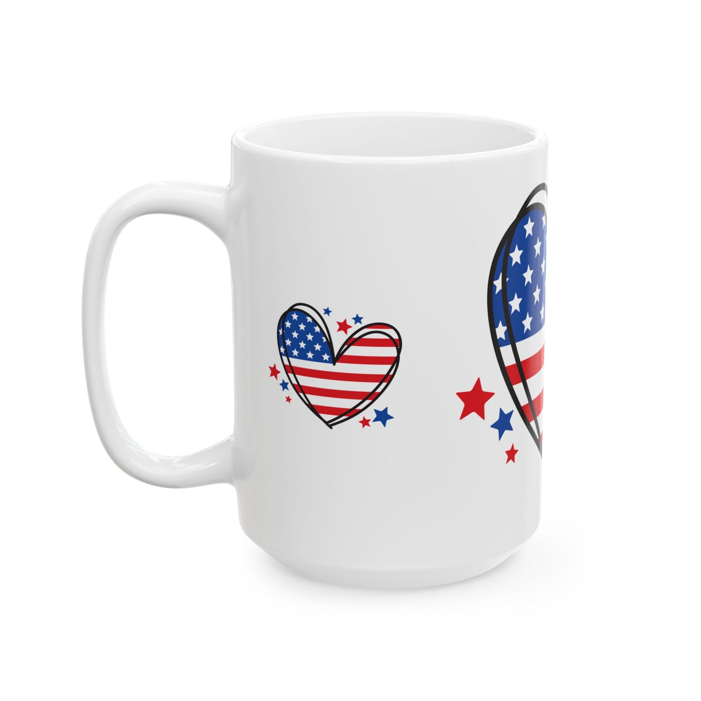 Princess Grace Patriotic Heart Ceramic Mug Perfect for Fourth of July & Celebrations