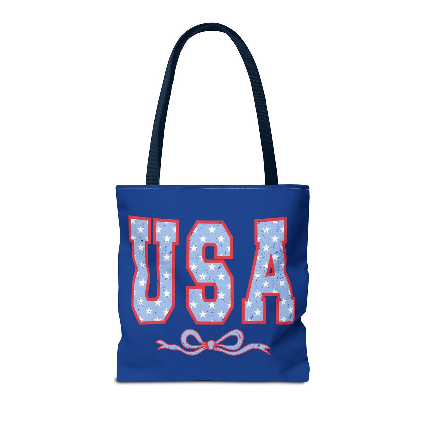 Princess Grace Patriotic USA Tote Bag Stylish Blue Star Design for Holidays & Everyday Use