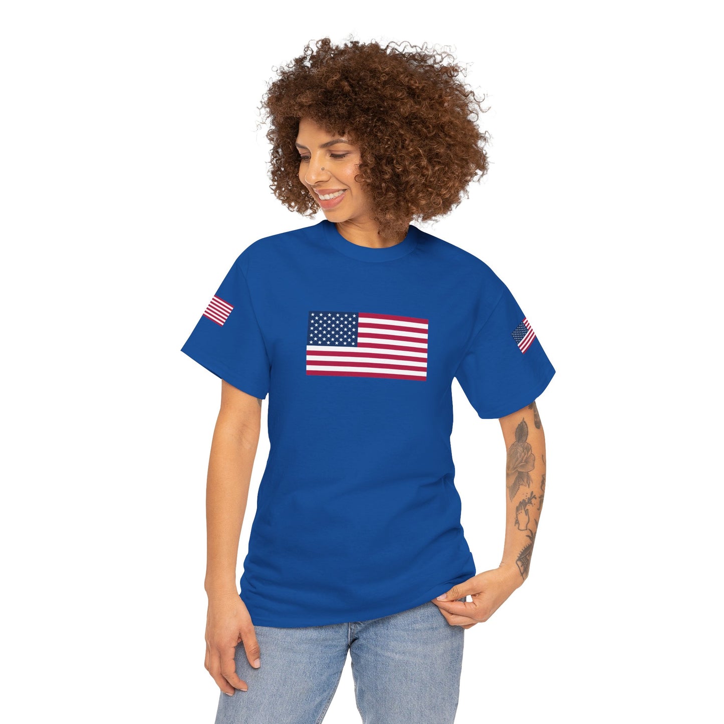 Princess Grace Patriotic Unisex Heavy Cotton Tee with USA Flag Design