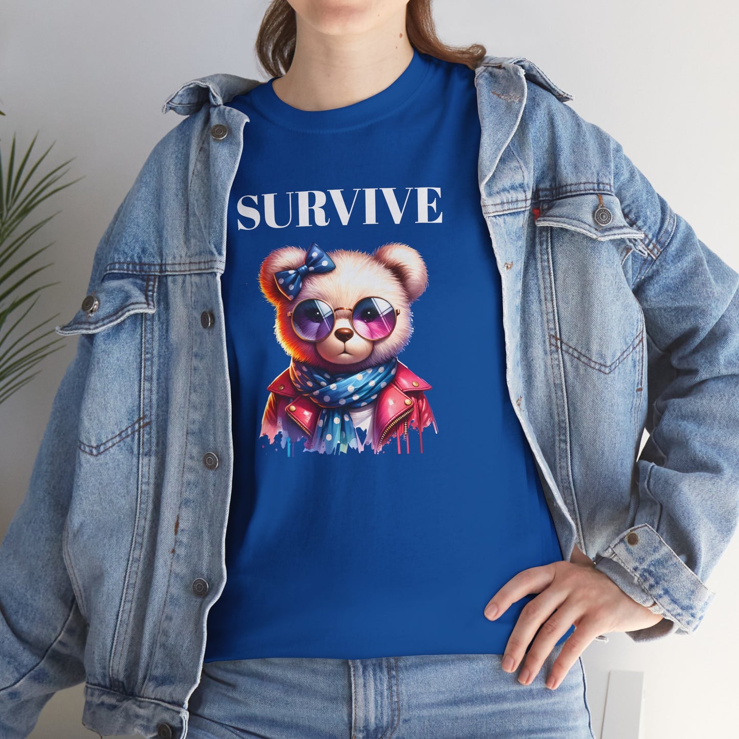 Princess Grace Cute Panda Illustration "Survive" Unisex Heavy Cotton Tee