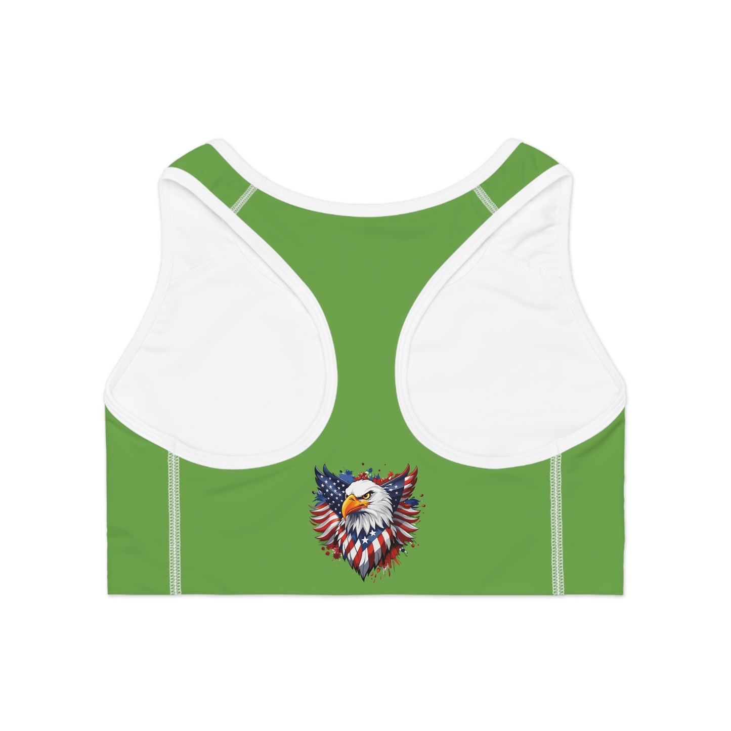 Princess Grace Patriotic Eagle Sports Bra Bold American Eagle Design, Perfect for Fitness & Holidays