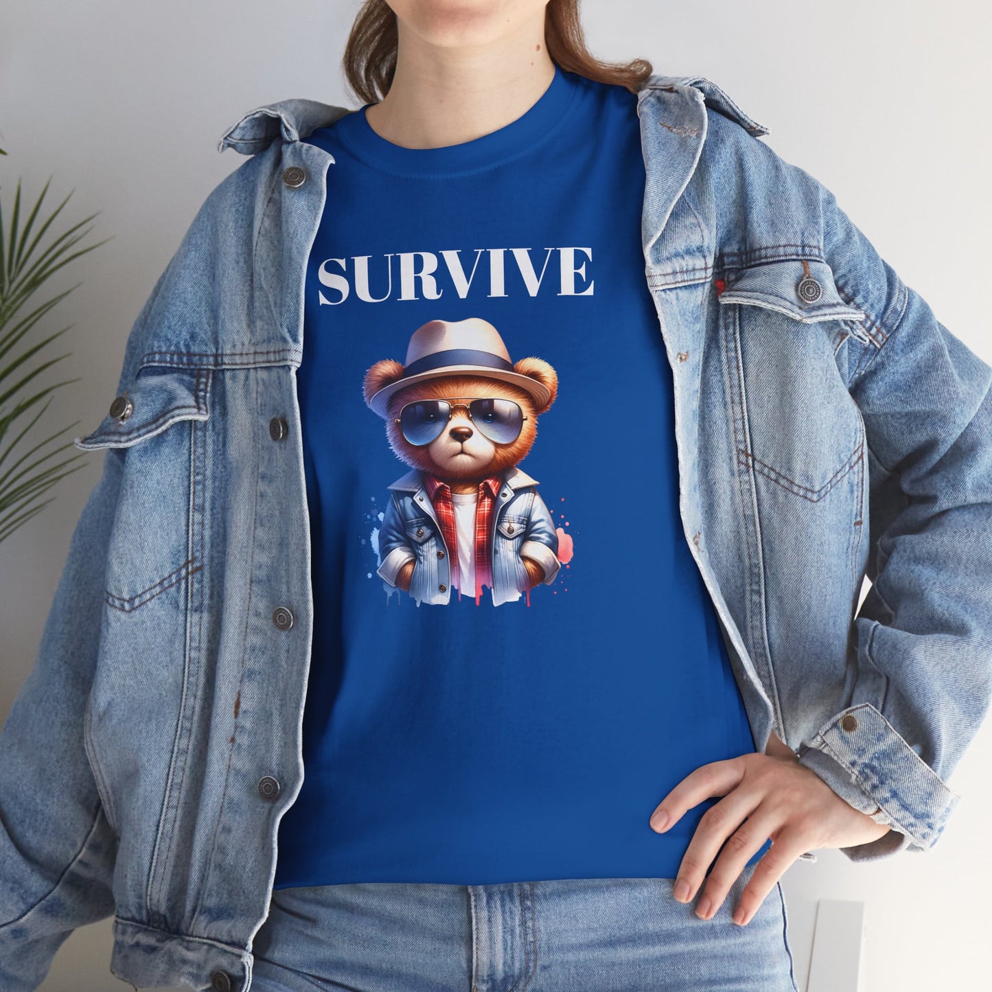 Princess Grace Cool Bear Graphic Tee 'Survive' Unisex Heavy Cotton T-Shirt