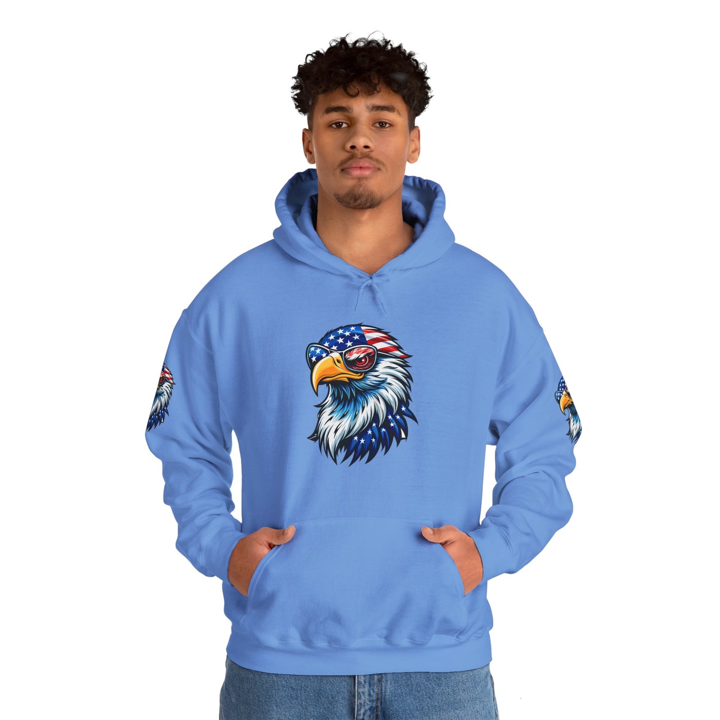 Princess Grace Patriotic Eagle Hoodie Unisex Heavy Blend Sweatshirt with USA Flag Design