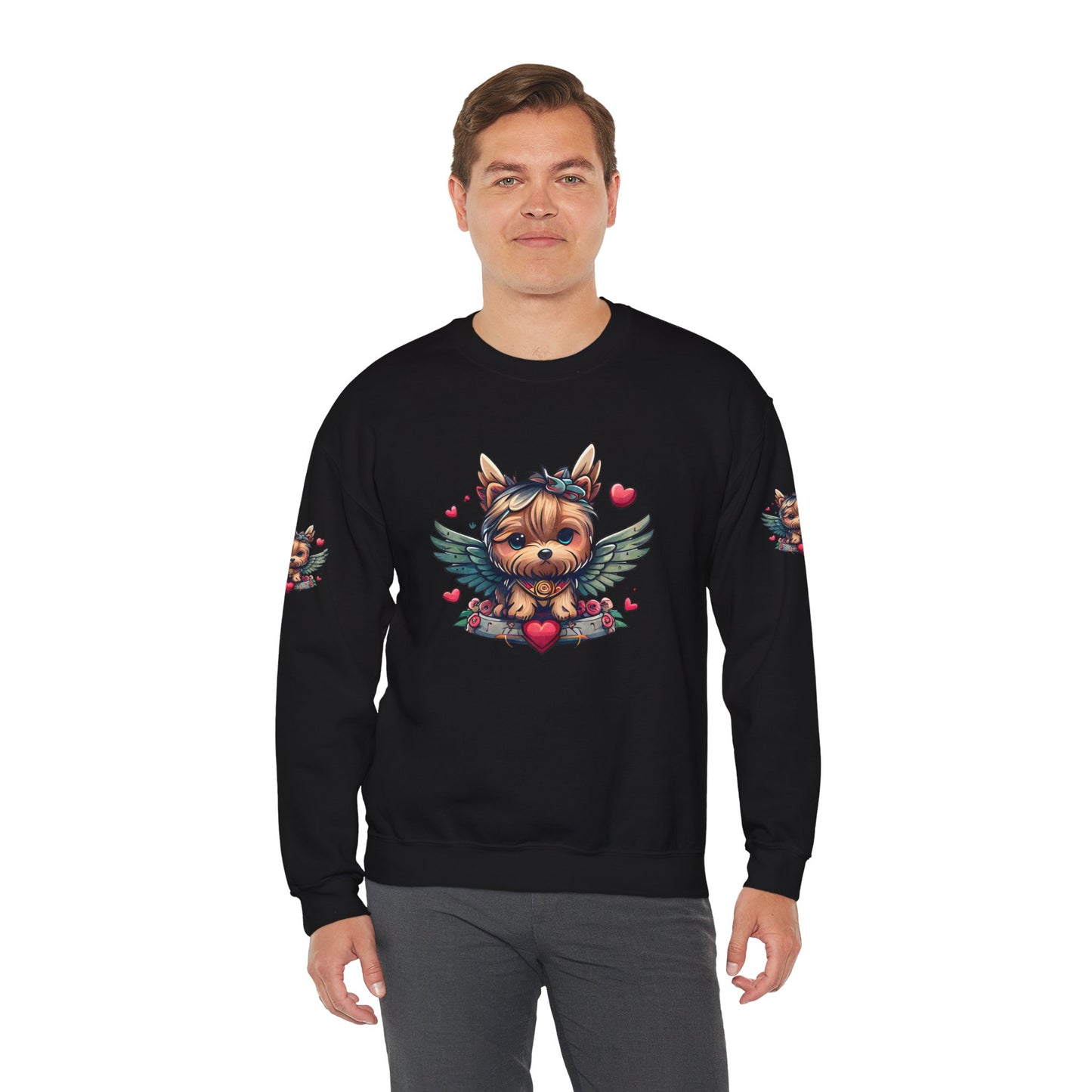 Princess Grace Cute Yorkie Wings Crewneck Sweatshirt Perfect Gift for Dog Lovers