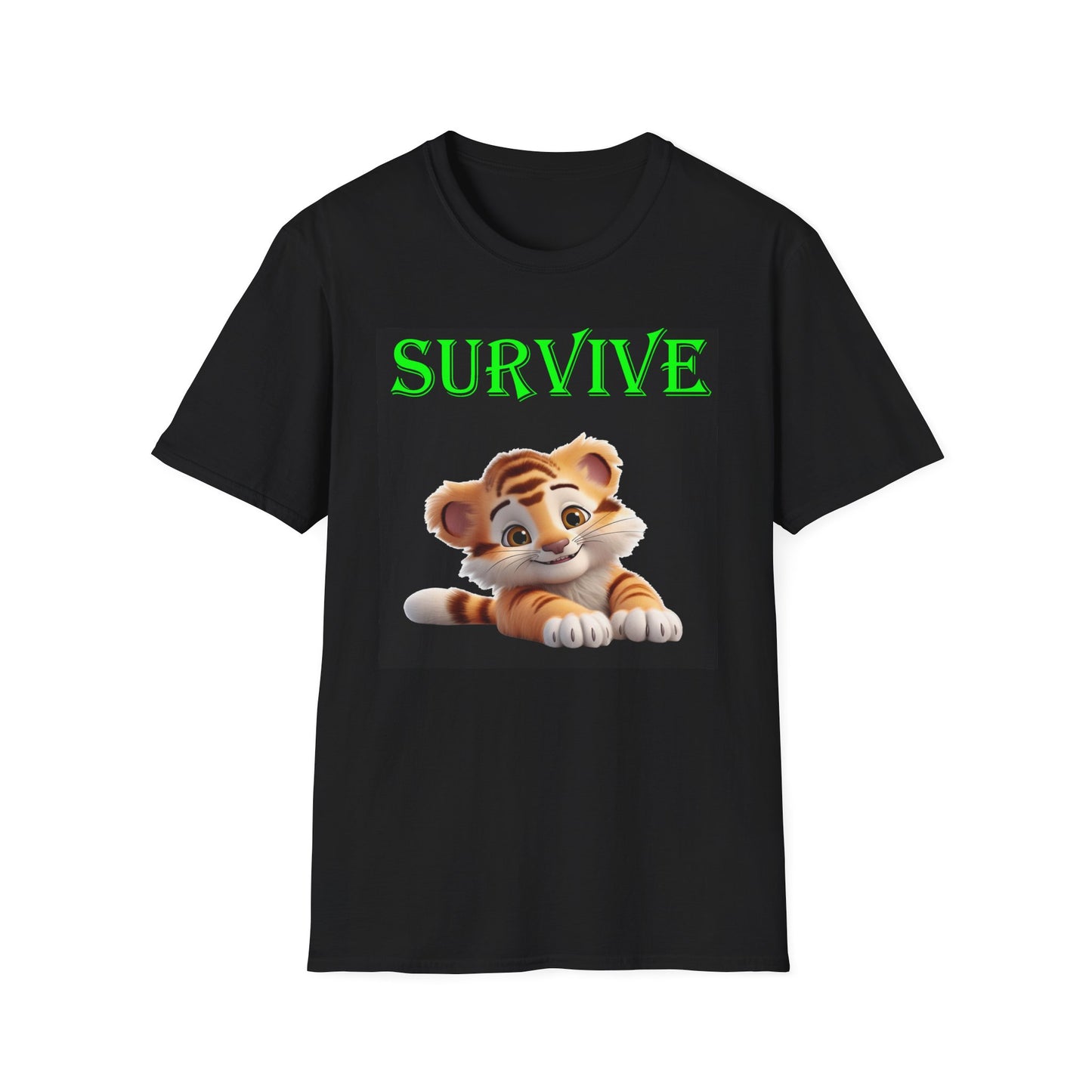 Princess Grace Survive Tiger Unisex Softstyle T-Shirt Cute Animal Graphic Tee for Nature Lovers
