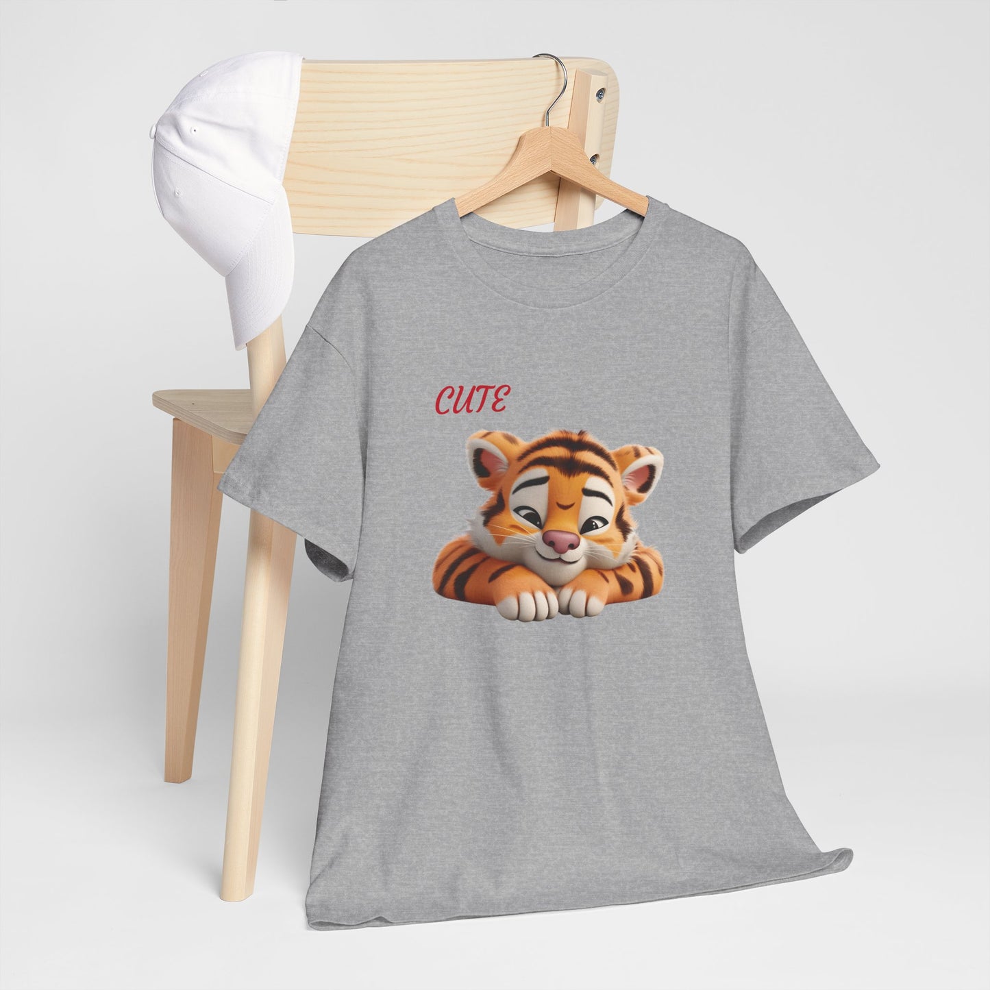 Princess Grace Cute Tiger Graphic Unisex Heavy Cotton Tee Perfect for Animal Lovers and Everyday Comfort