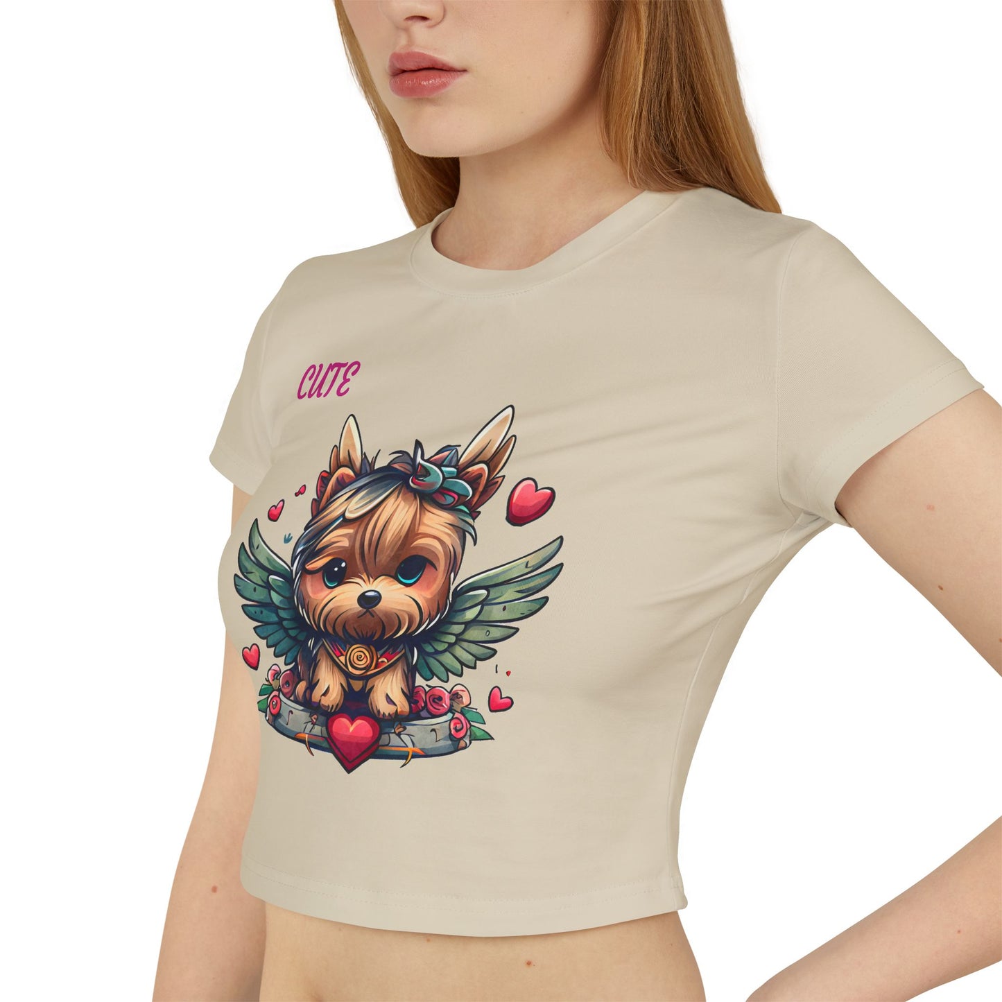 Princess Grace Cute Dog Graphic Women's Baby Tee Perfect for Pet Lovers