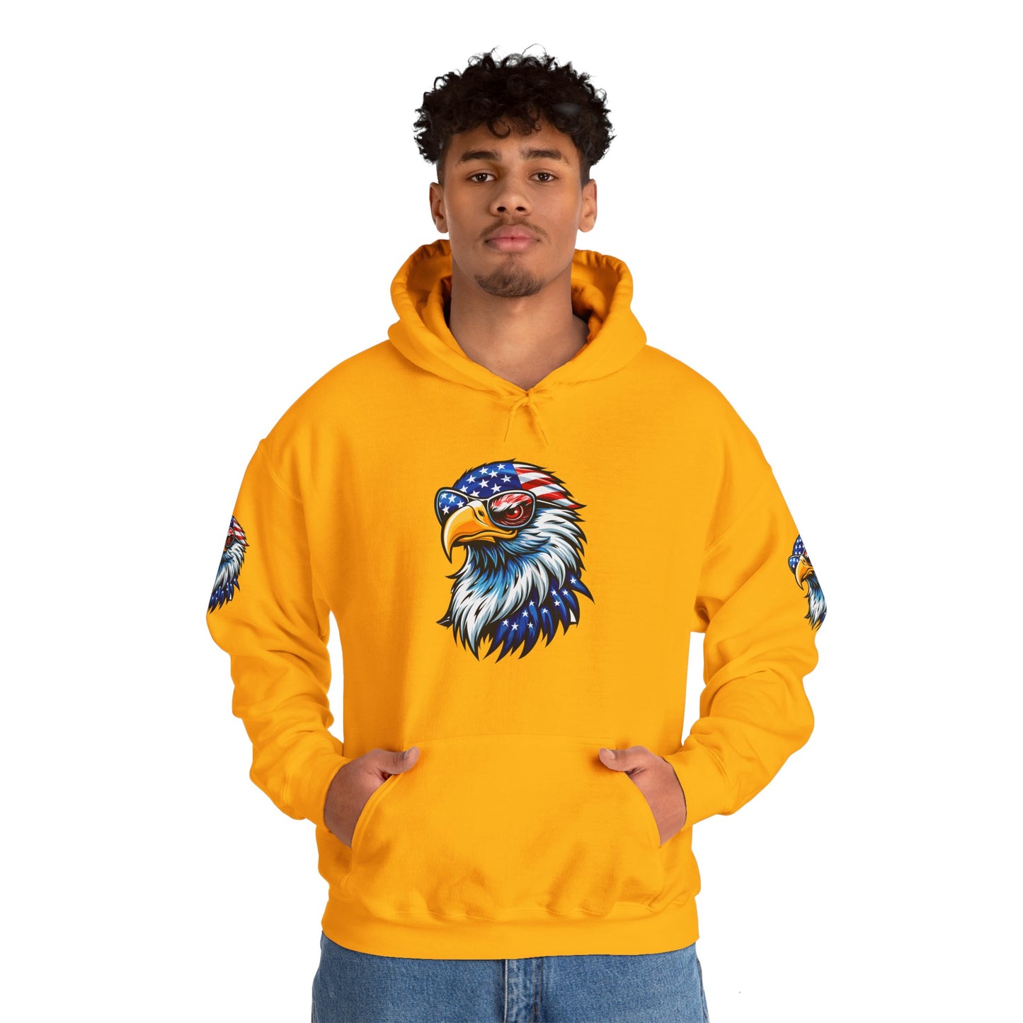 Princess Grace Patriotic Eagle Hoodie Unisex Heavy Blend Sweatshirt with USA Flag Design
