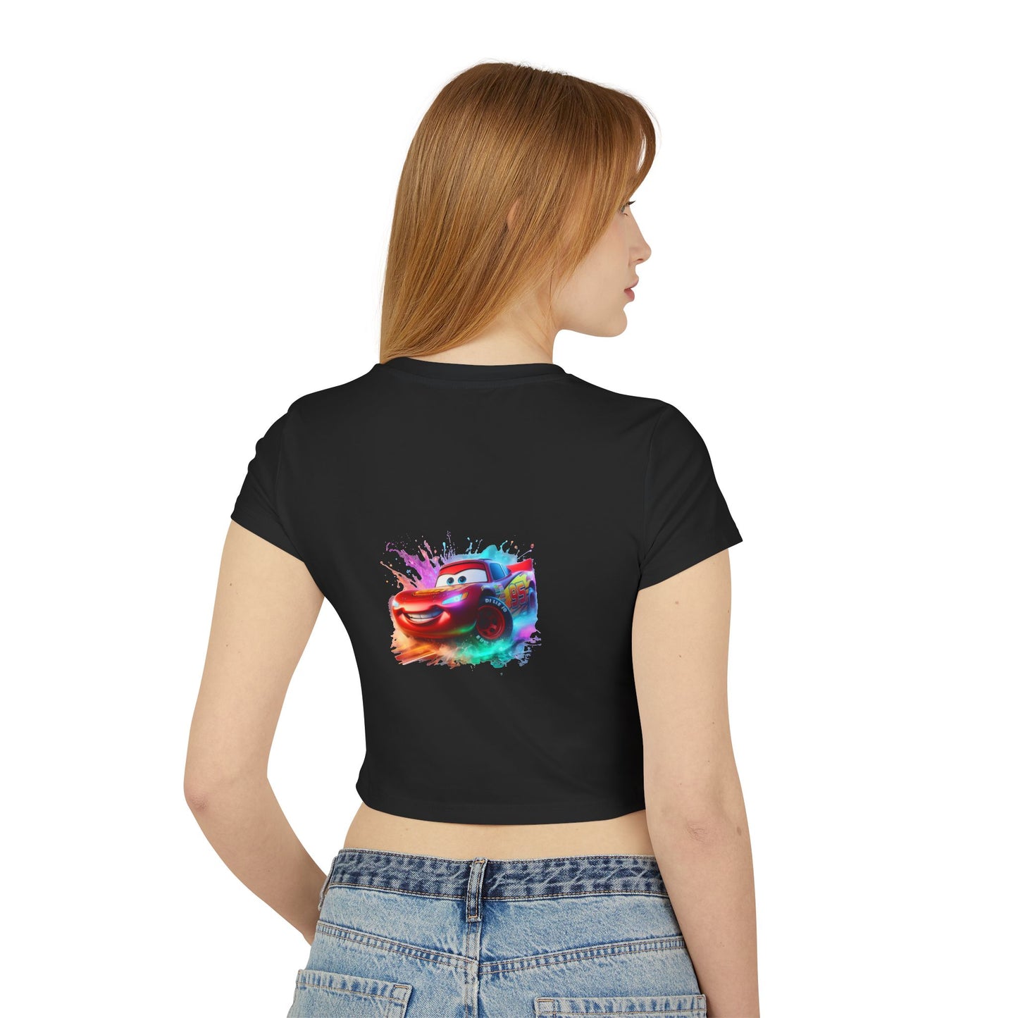 Princess Grace Hot Wheels Women's Baby Tee Colorful Cartoon Graphic T-Shirt