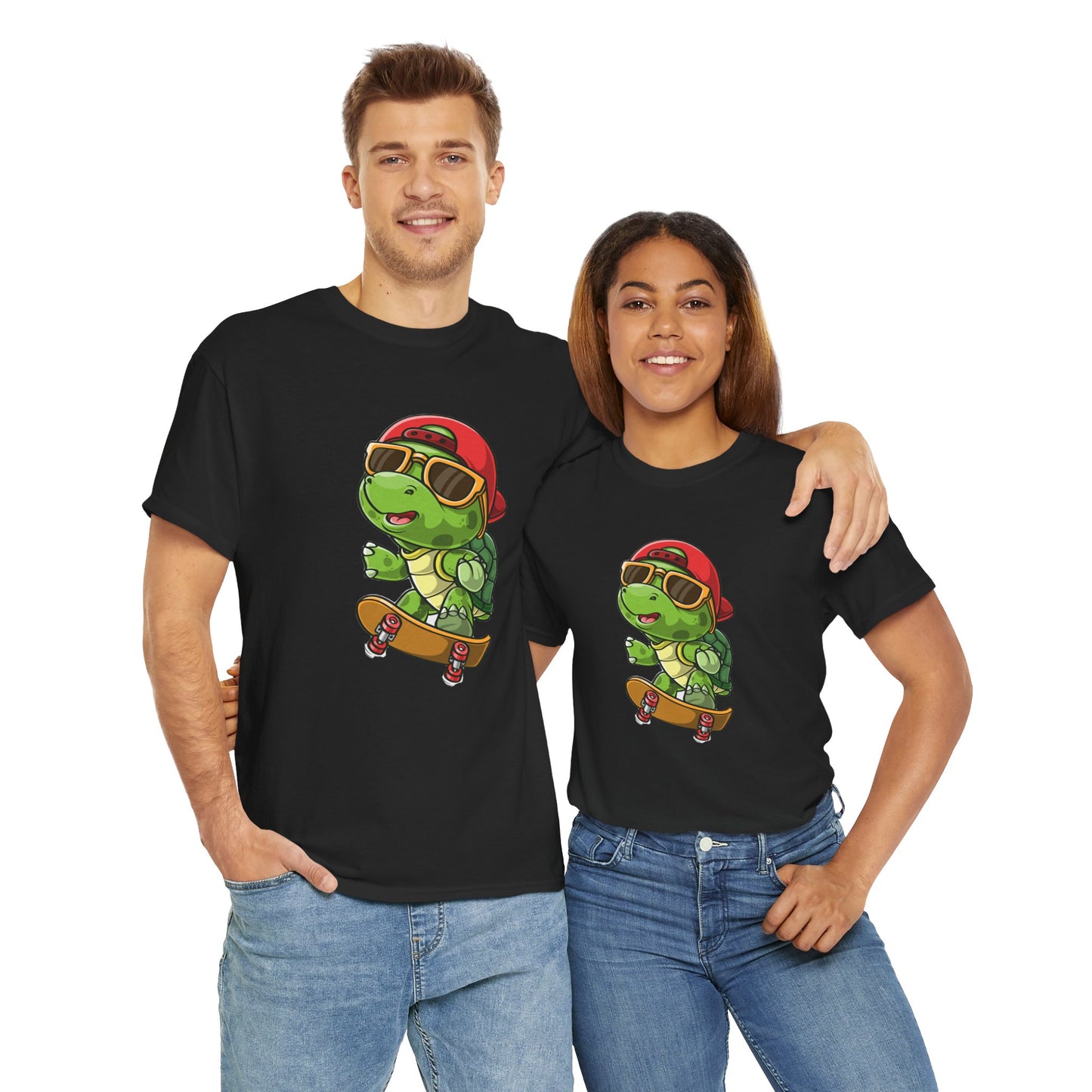 Princess Grace Cool Skateboarding Turtle Unisex Heavy Cotton Tee
