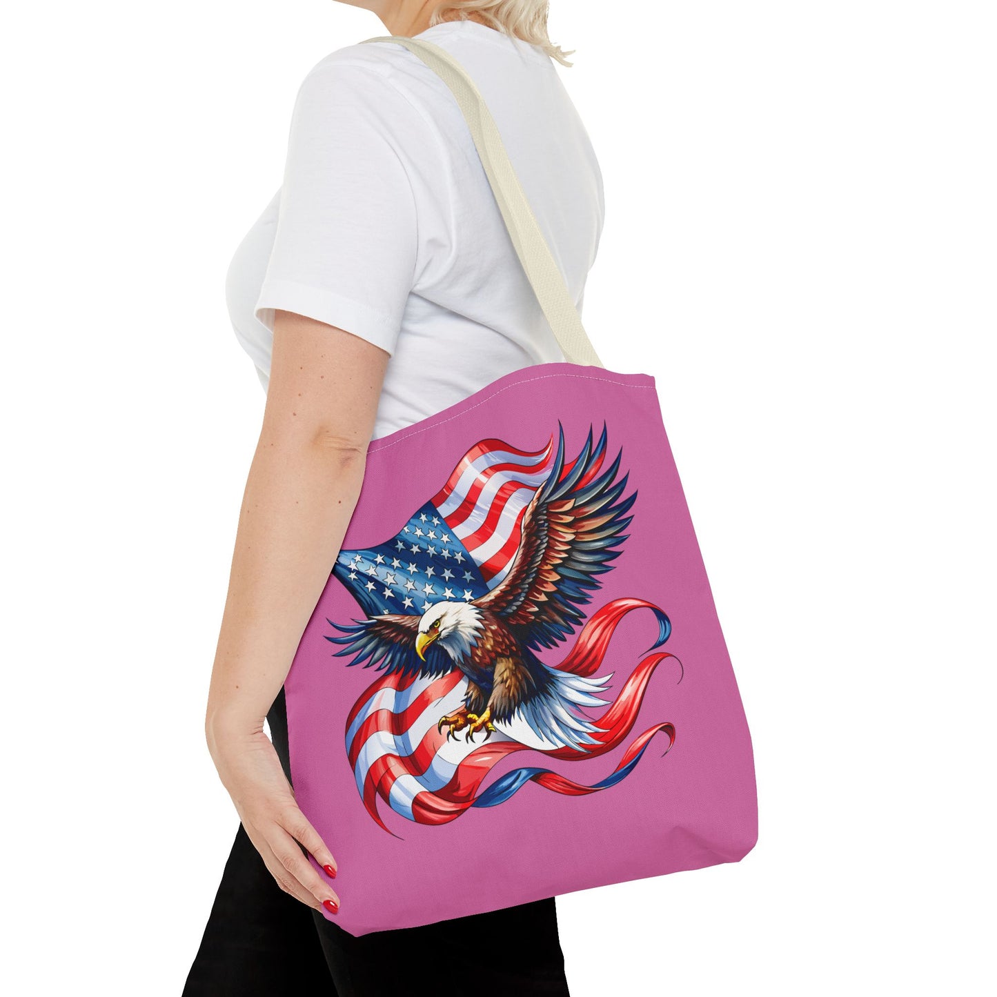 Princess Grace Patriotic Eagle Tote Bag American Flag Design for Independence Day and Everyday Use