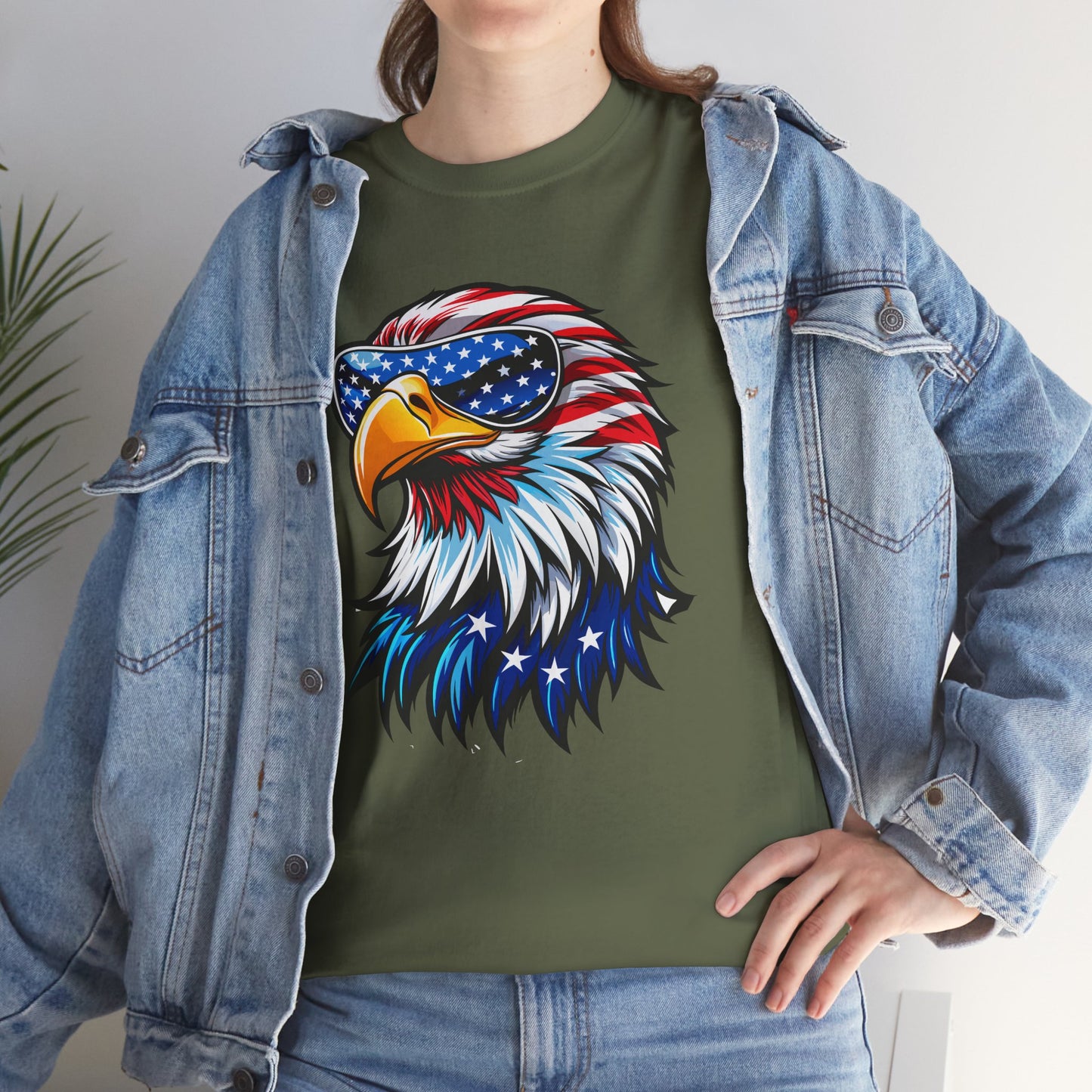 Princess Grace Patriotic Eagle Unisex Heavy Cotton Tee 4th of July Spirit