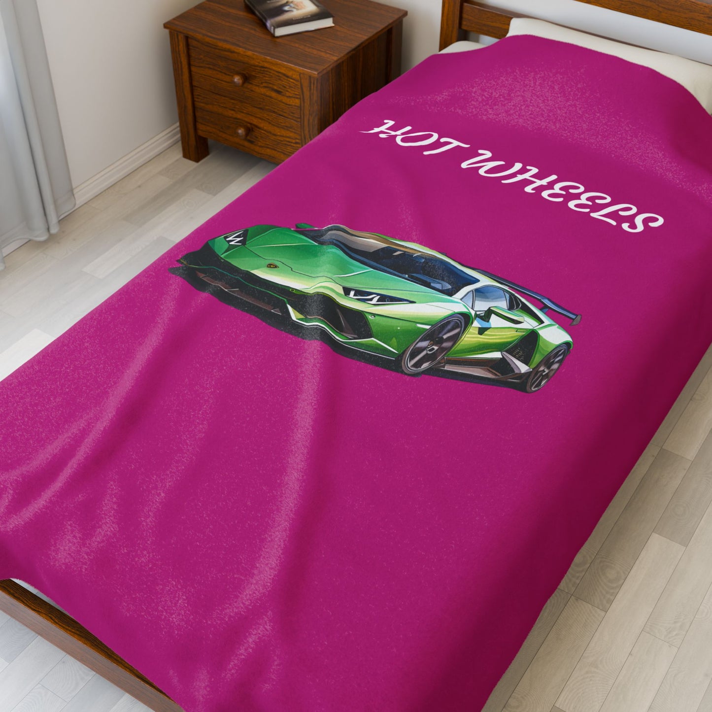 Princess Grace Hot Wheels Velveteen Plush Blanket Cozy Kids Gift for Car Lovers