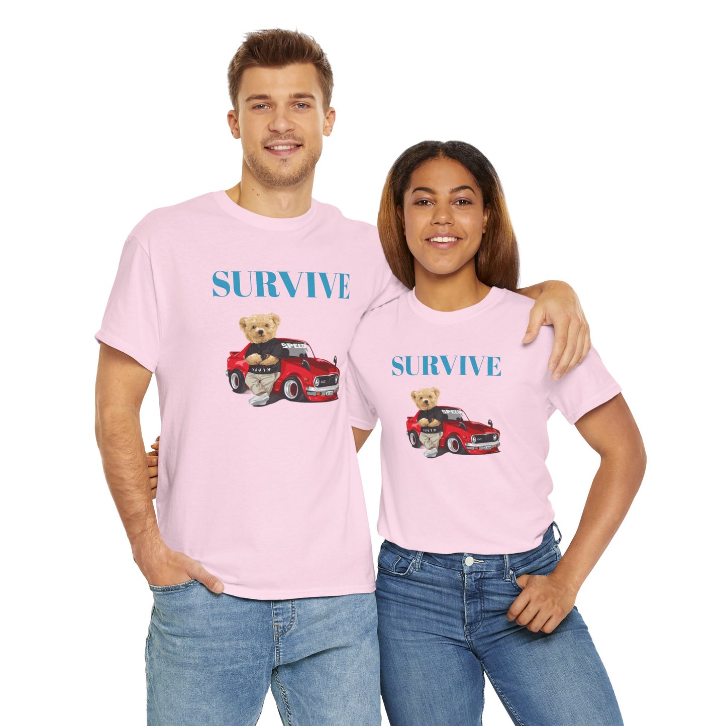 Princess Grace Survive Bear Graphic Unisex Heavy Cotton Tee