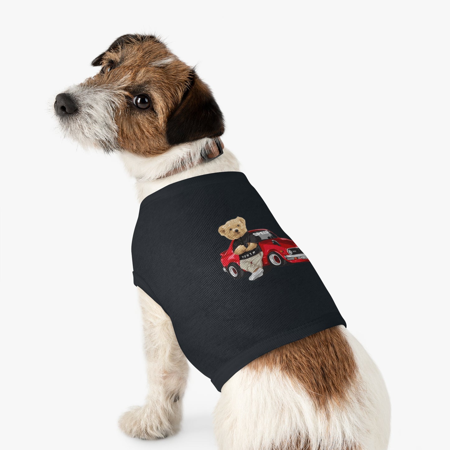 Princess CUTE Pet Tank Top with Racing Bear Graphic Perfect for Playful Pets