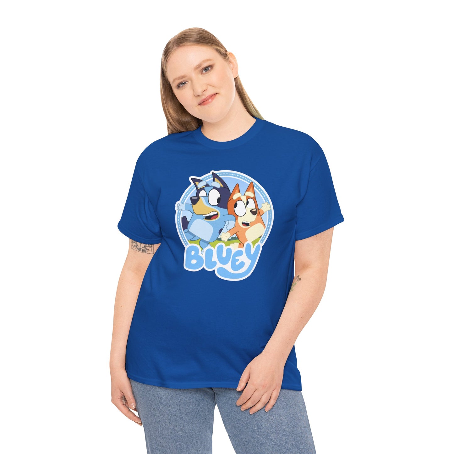 Princess Grace Bluey Fun Unisex Heavy Cotton Tee Perfect Gift for Kids and Cartoon Lovers