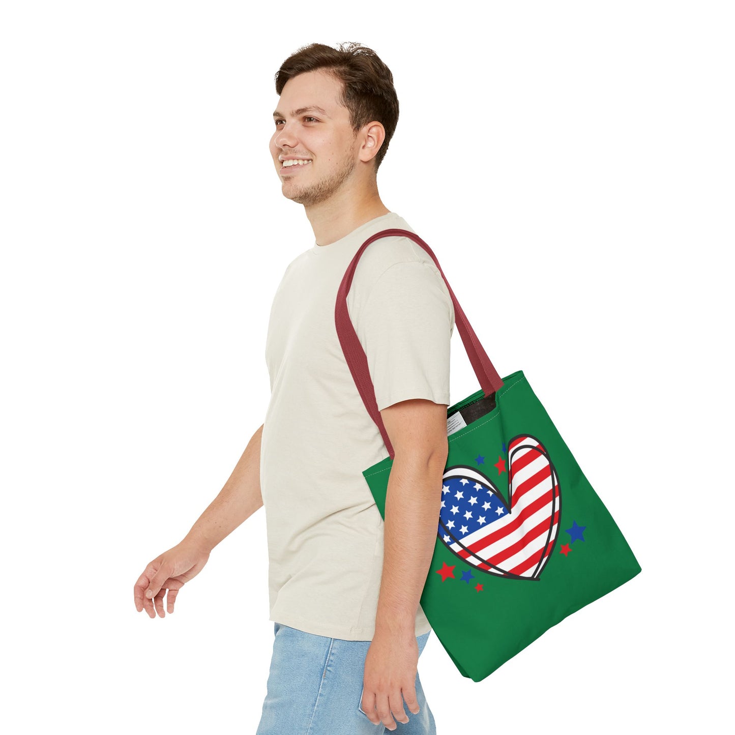 Princess Grace Patriotic Heart Tote Bag Perfect for Independence Day and Everyday Use