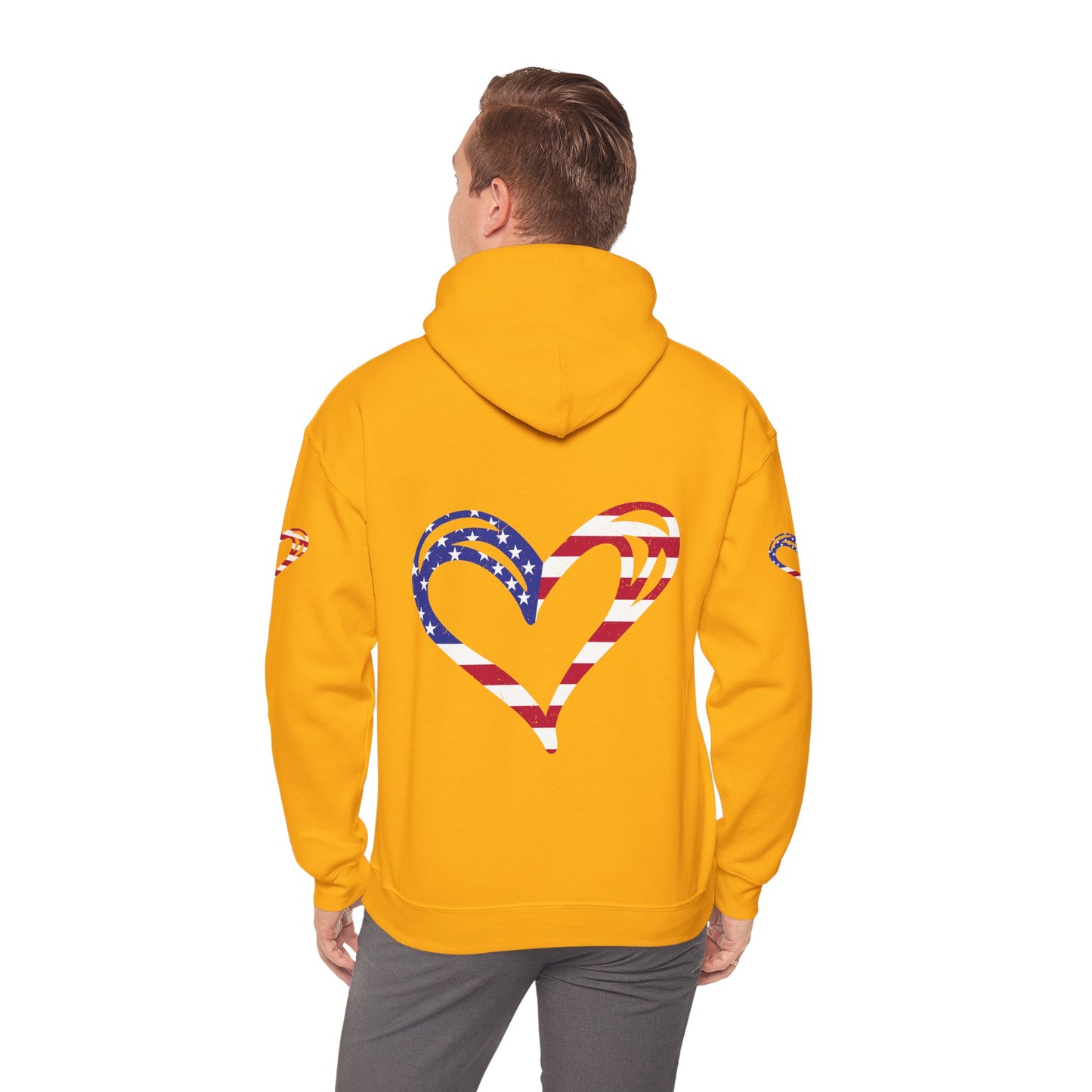 Princess Grace Patriotic Heart Unisex Hoodie Comfortable Heavy Blend Sweatshirt for Independence Day and Everyday Wear