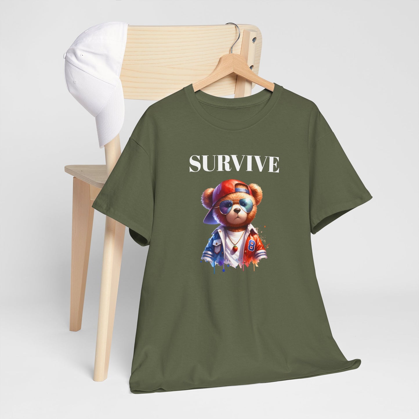 Princess Grace Cool Survive Bear Unisex Heavy Cotton Tee
