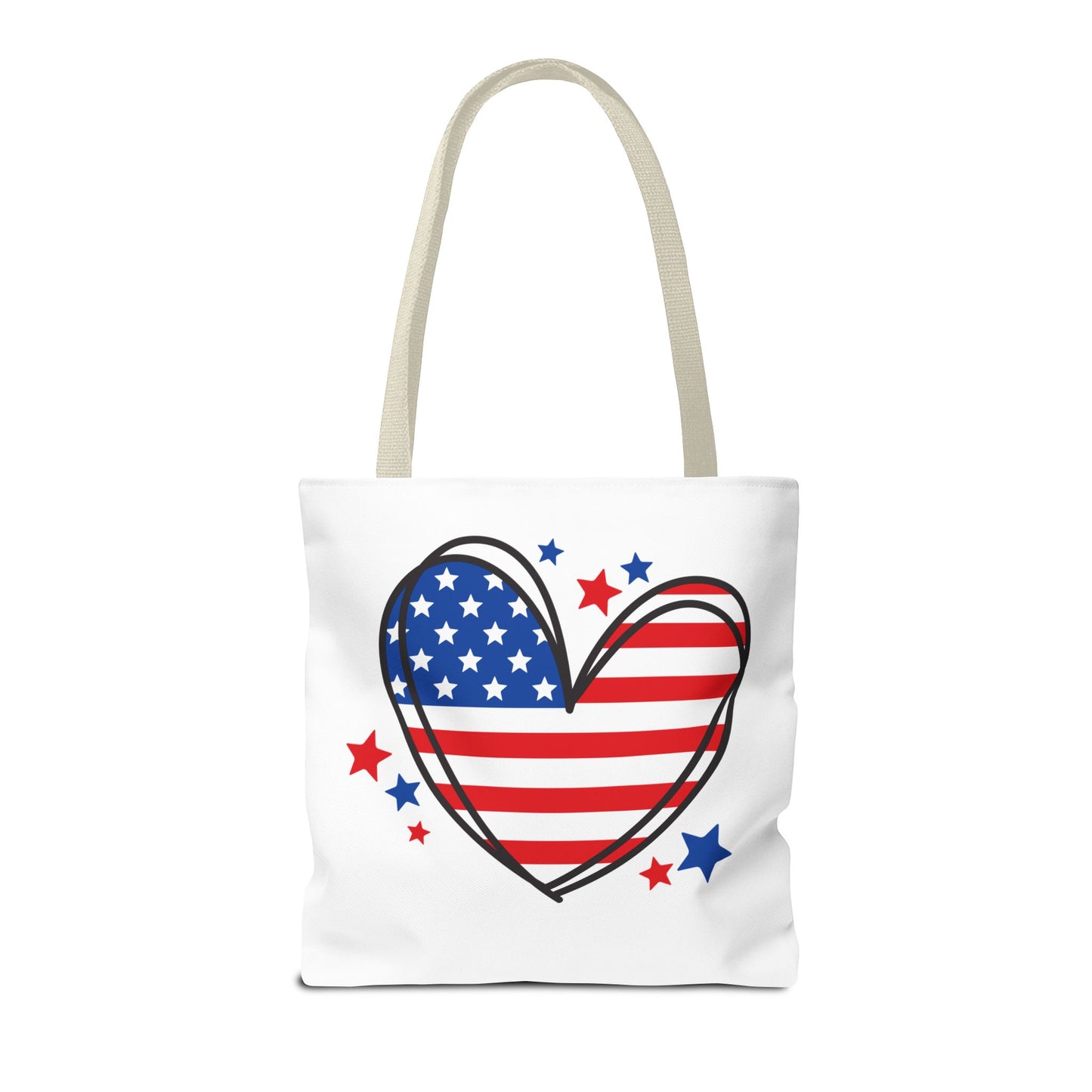 Princess Grace Patriotic Heart Tote Bag Red, White & Blue Love