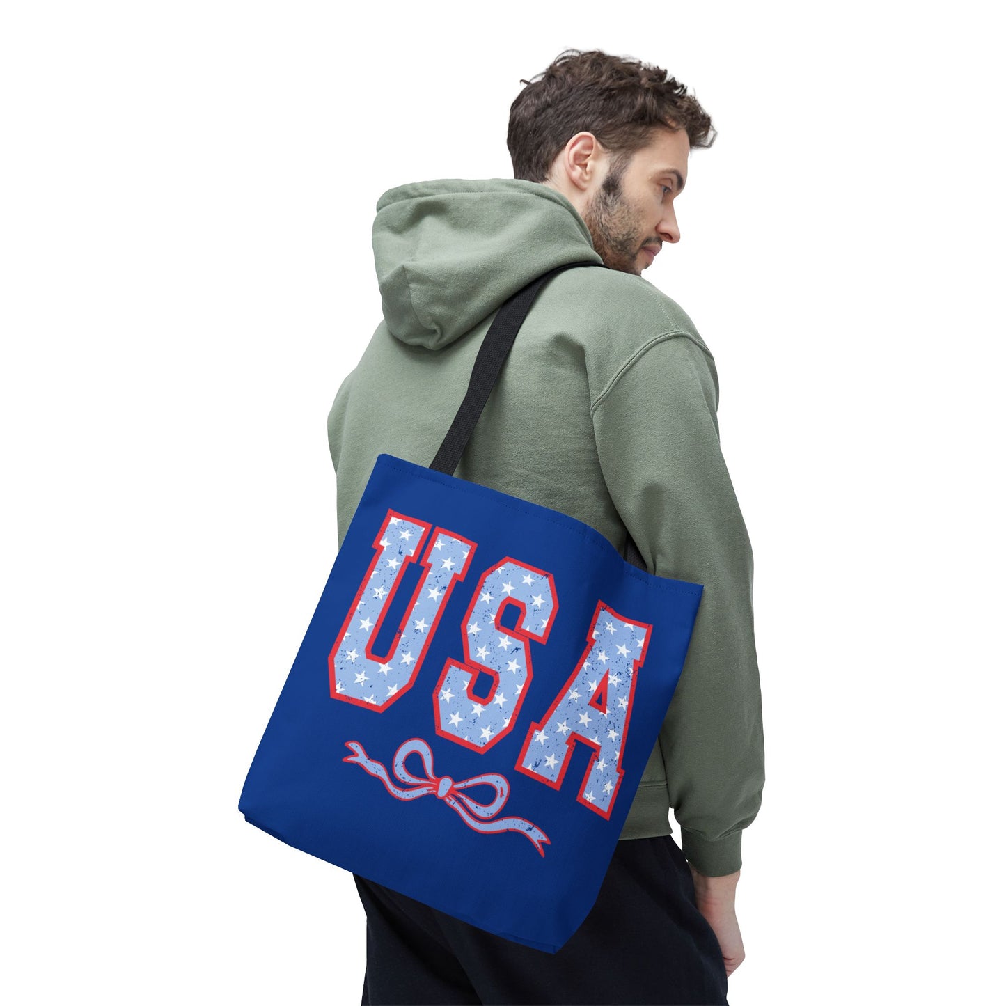 Princess Grace Patriotic USA Tote Bag Stylish Blue Star Design for Holidays & Everyday Use